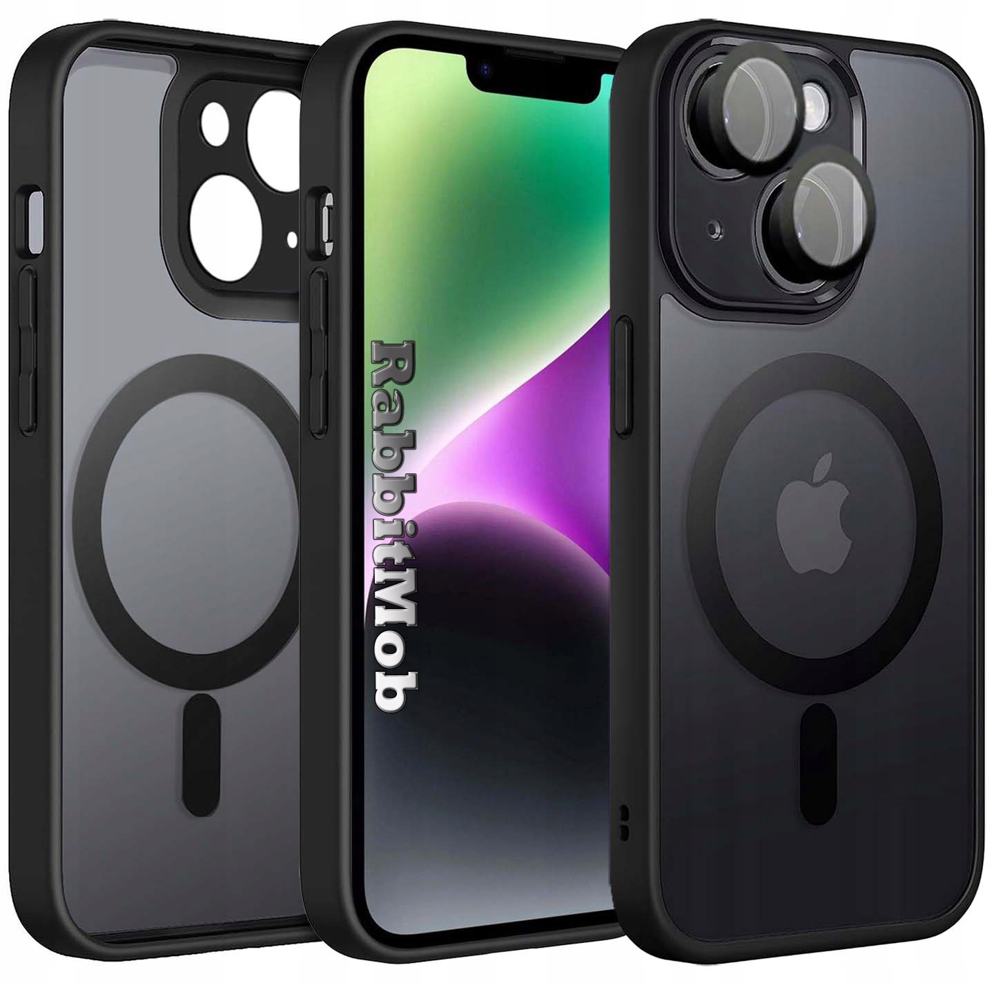 RabbitMob chrbty pre Apple iPhone 14 Plus VYSTUŽENÉ MATNÉ MAGSAFE čierne