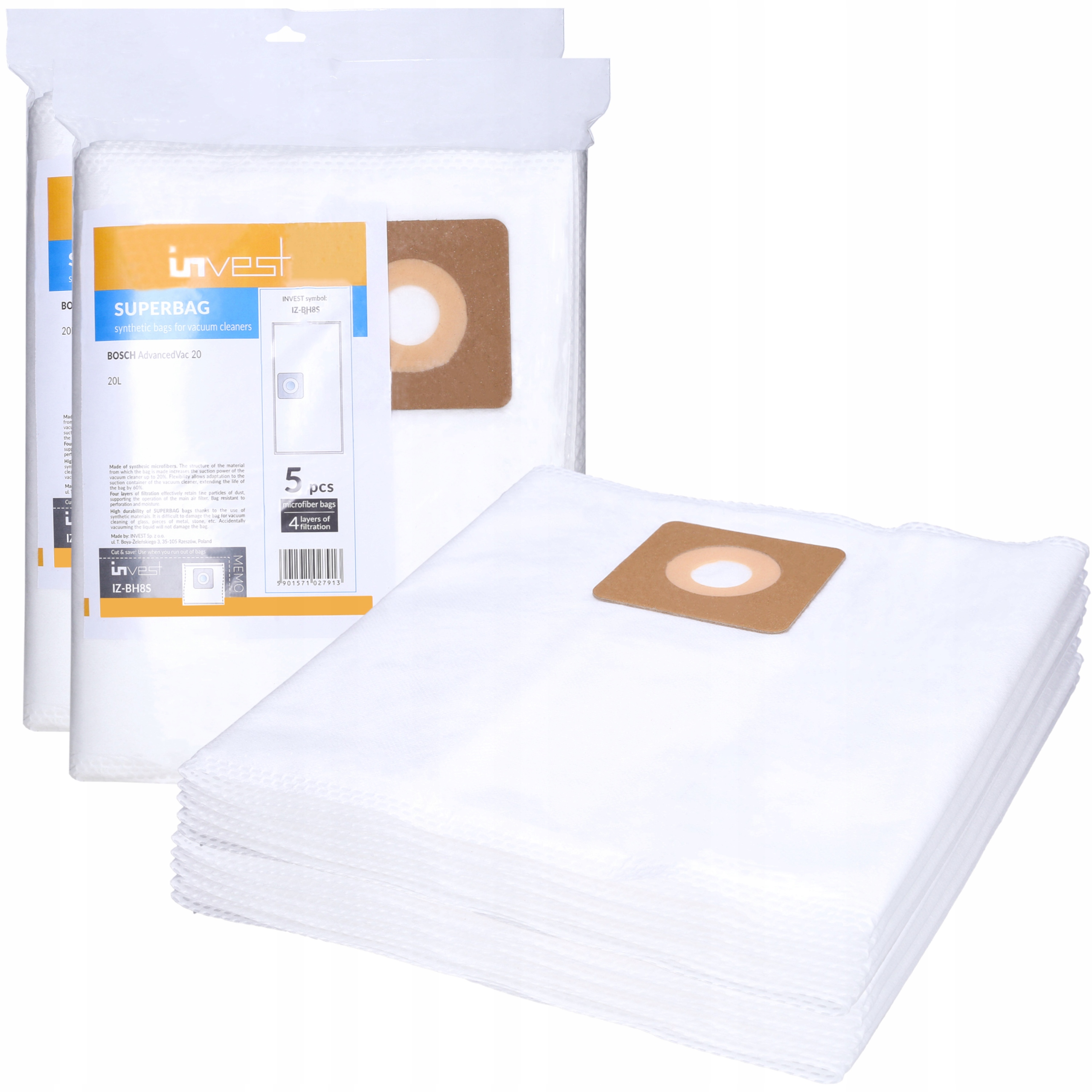 Vrecko, sáčok do vysávača - Syntetická vákuová taška IPX4, WVCS0270-20, VC0495-18 5 PCS.
