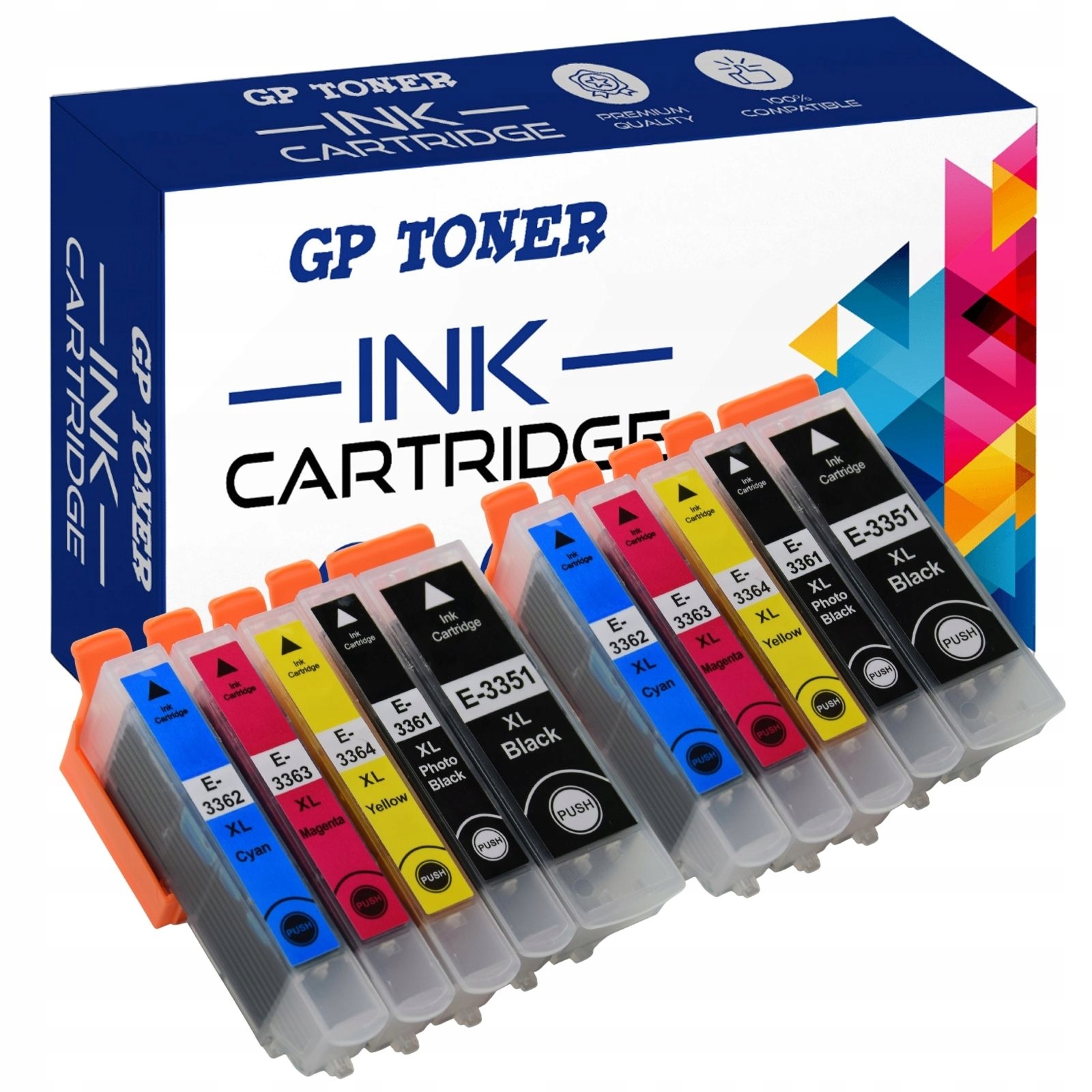 Atrament GP TONER CT-E3365 pre Epson čierna (čierna), červená (purpurová), modrá (azúrová), sada, žltá (žltá)