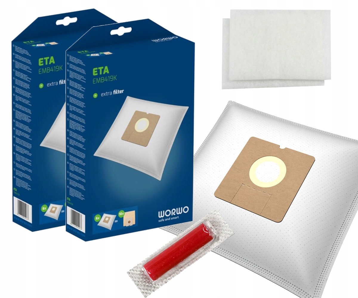 Vrecko, sáčok do vysávača - Syntetický vákuový čistiaci prostriedok EMB419K_12 PCS 12 ks.