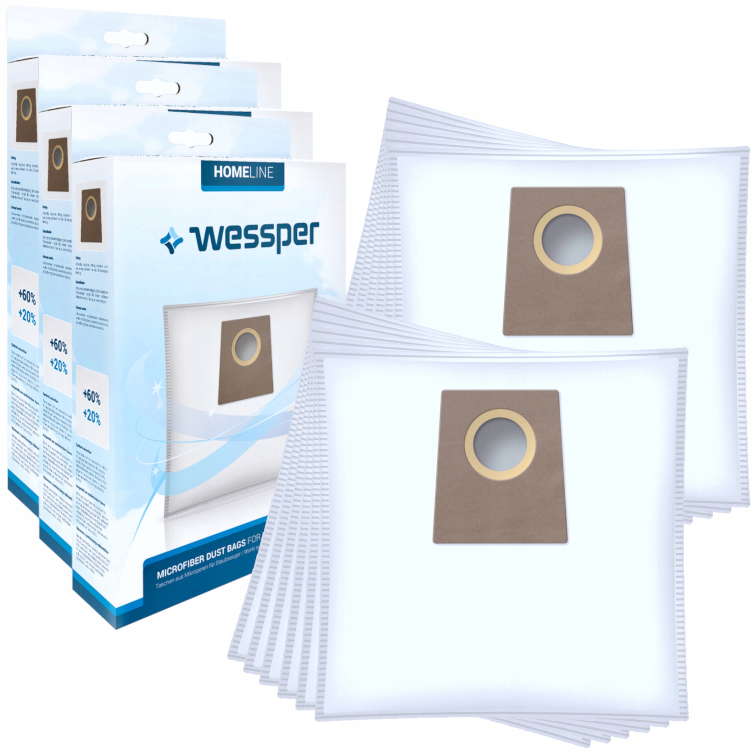 Vrecko, sáčok do vysávača - 3 × Syntetické vákuové vákuové vrecko WES1009B 4 ks.