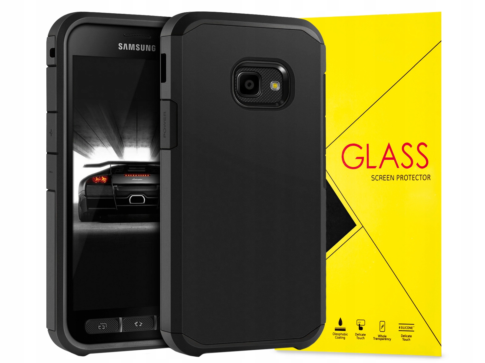 Balíky Super pre Galaxy Xcover 4 Slim Armor Black + Temperované sklo 0 pre Samsung Xcovover 4