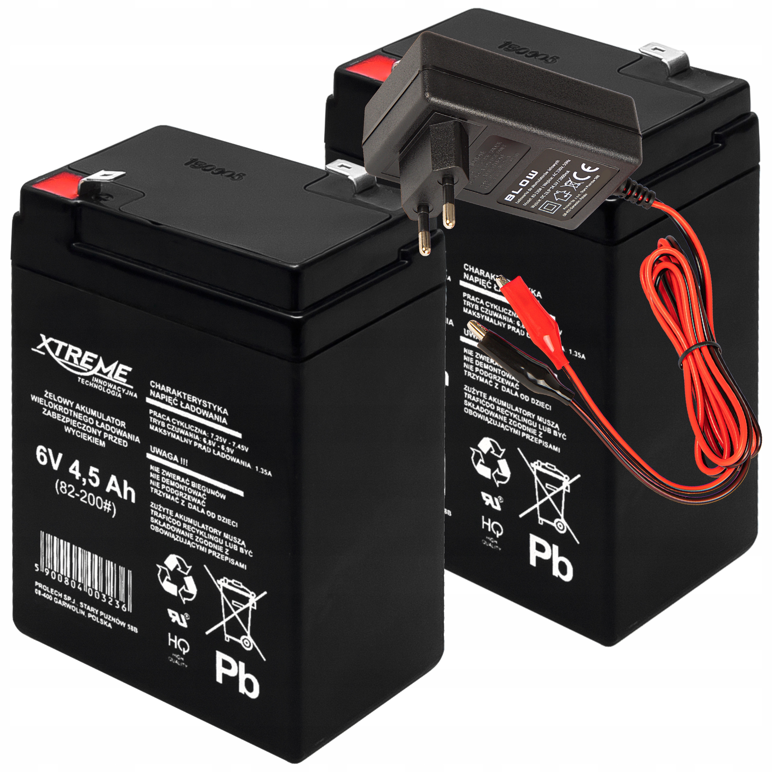 2× batéria Xtreme 6V 4,5Ah + nabíjačka 12V 2A 1 16340