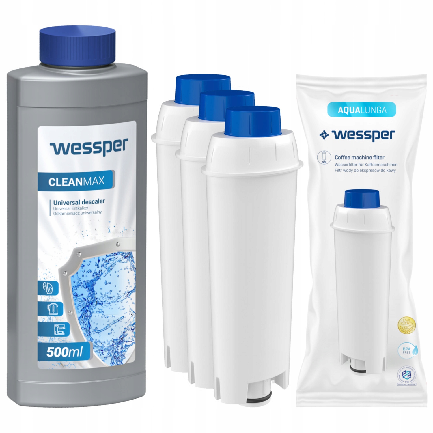 Kvapalina Wesper CleanMax Zúfalá 0,5 l + 3 x filtra vložte Wesper Aqualunga WES039 1 PC.