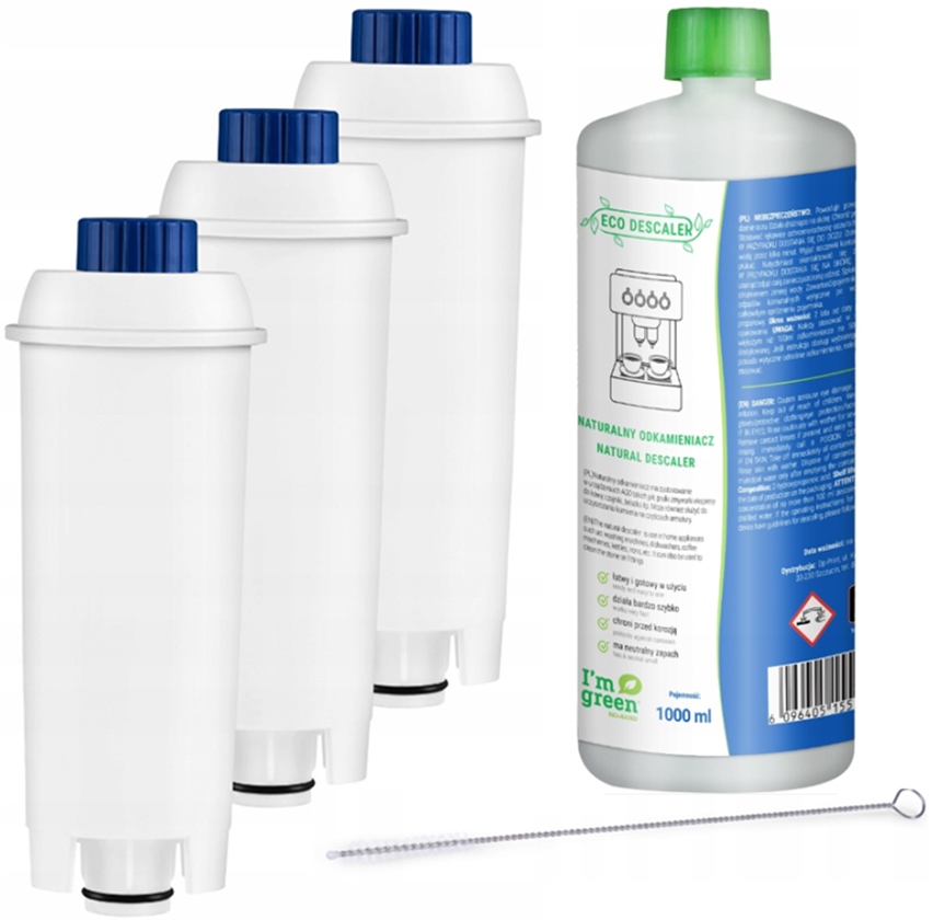 3 Vodný FILTER pre kávovar DELONGHI DINAMICA Odstraňovač vodného kameňa pre DELONGHI 1000 ml