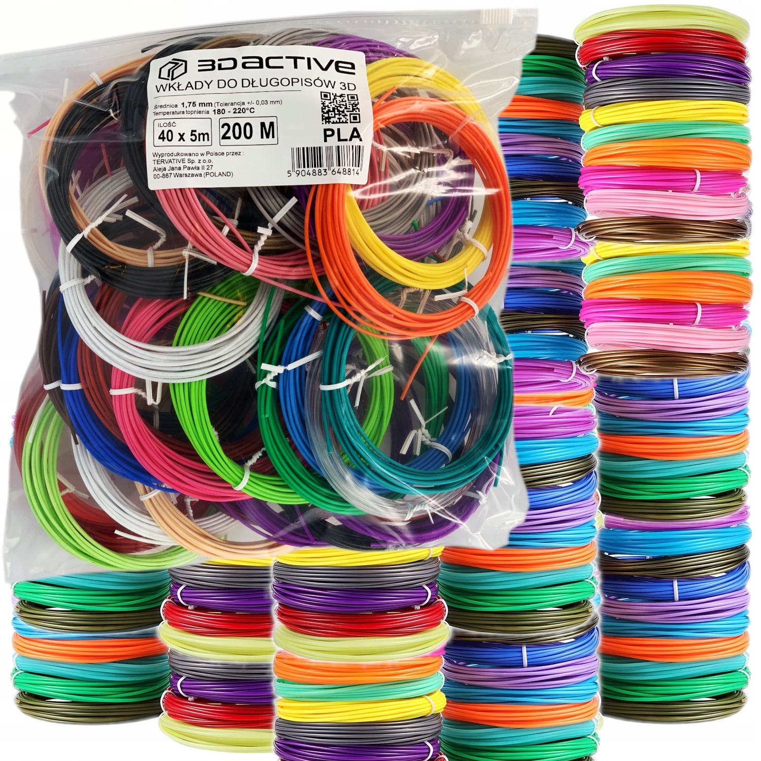 PLA 3Dactive filament 1,75 mm 700 g, viacfarebné