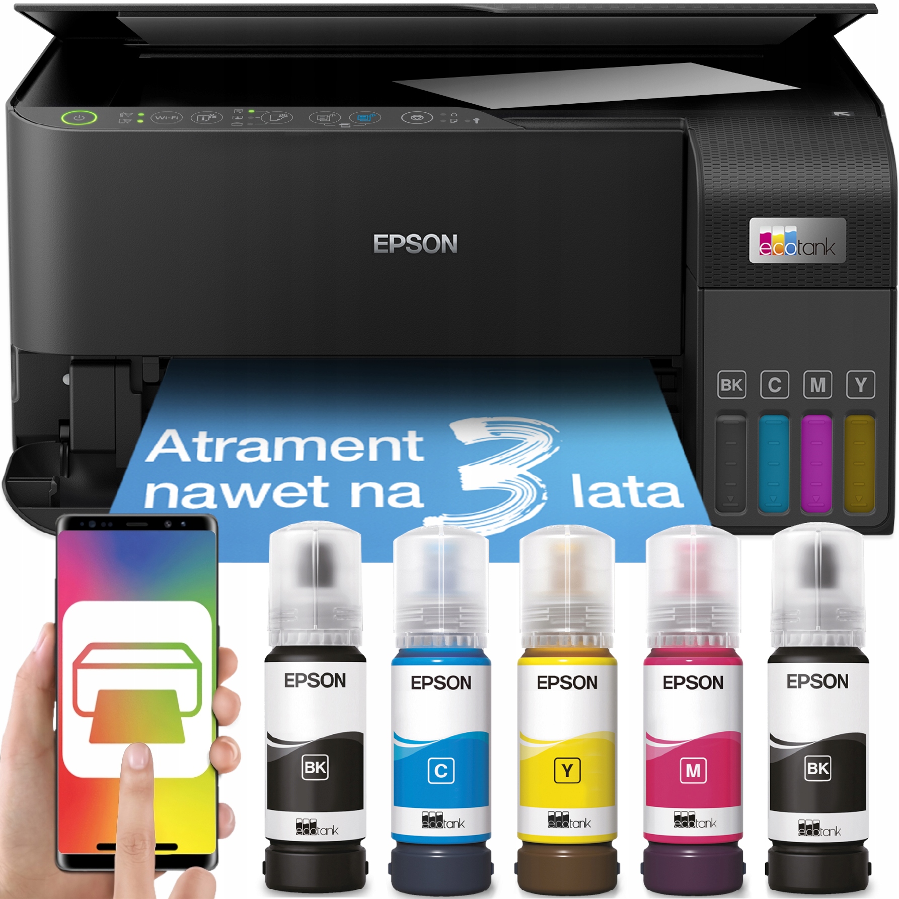 Multifunkčná atramentová tlačiareň (farebná) Epson EcoTank L3550 + kábel USB AB skener kábel tlačiarne 1,5 m
