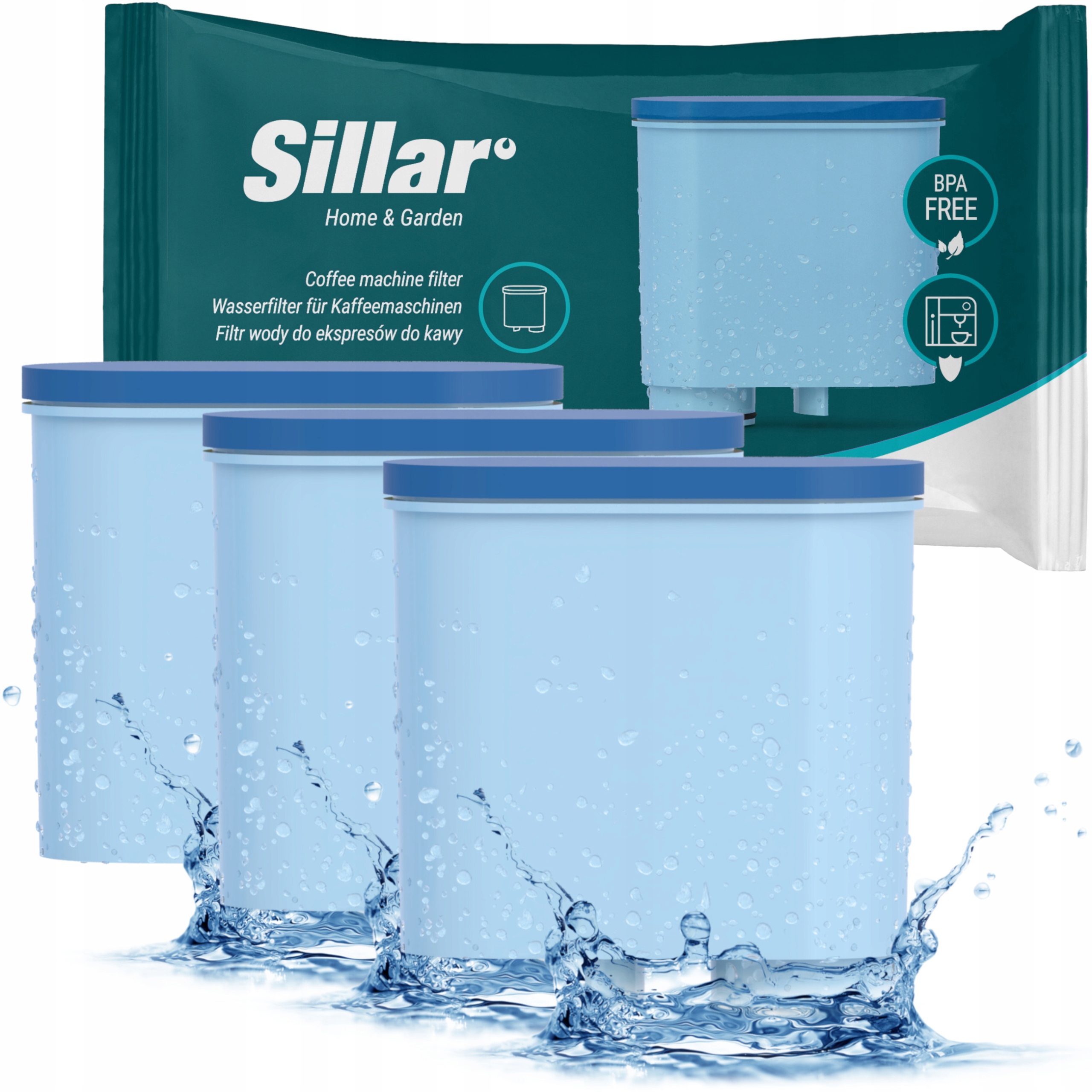Sillar vodný filter pre kávovar Philips Saeco, 3 kusy