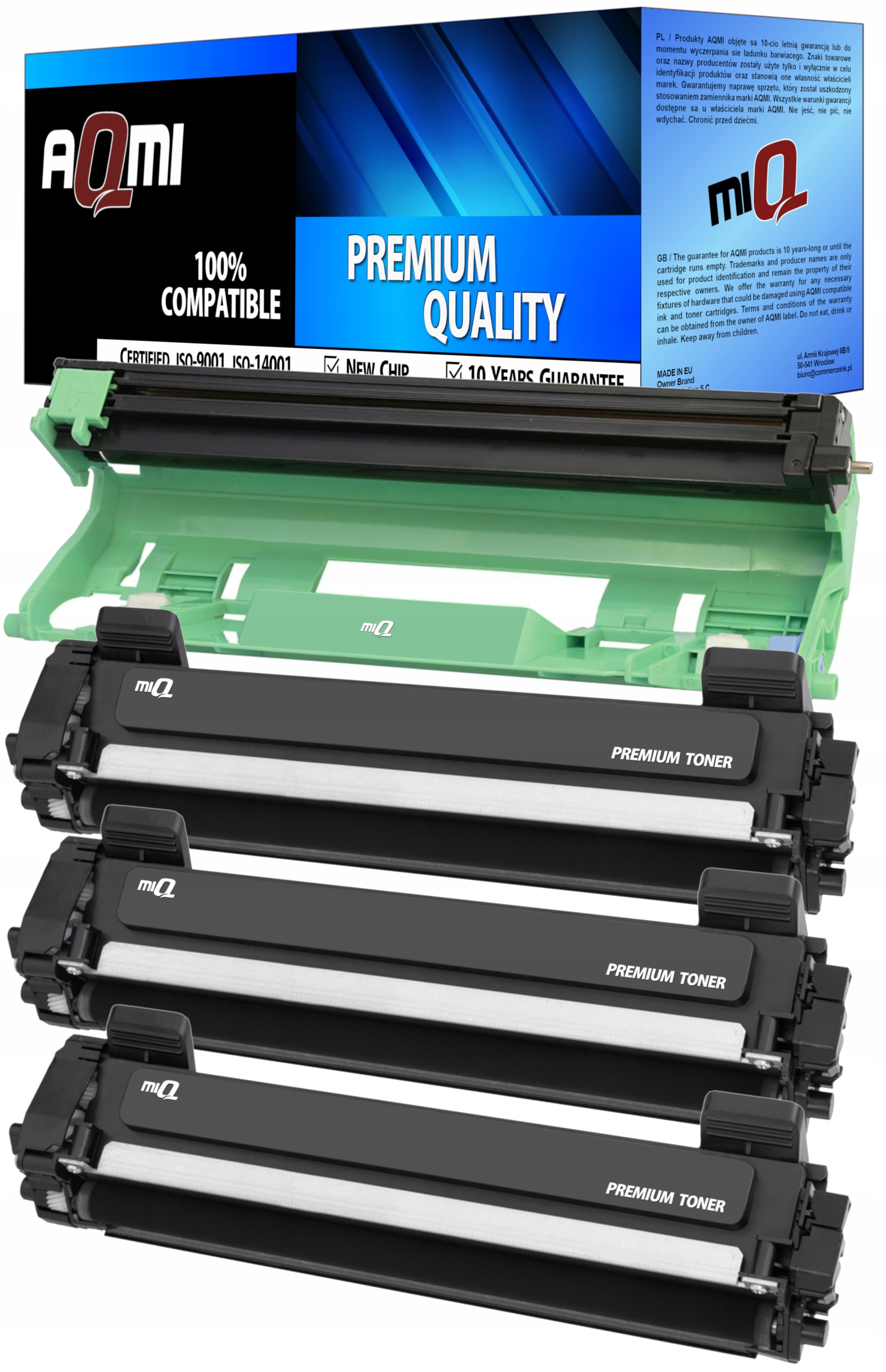 Toner AQMI pre Brother 3x-Toner-plus-valec-do-tlačiarne-TN1090-DR1090 čierny (čierny)