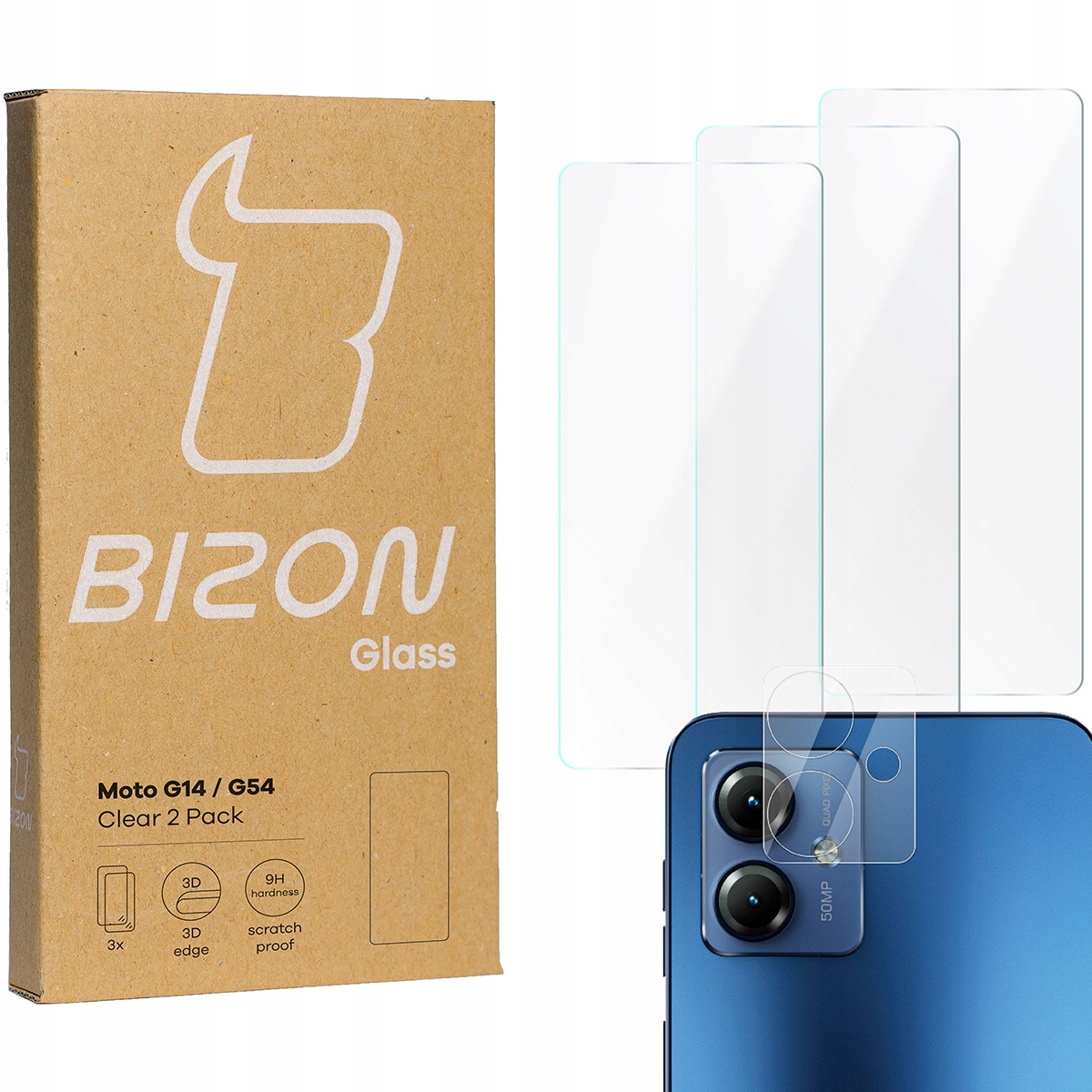 Tvrdené sklo Bizon pre Motorola Moto G14 / G54 4 ks.