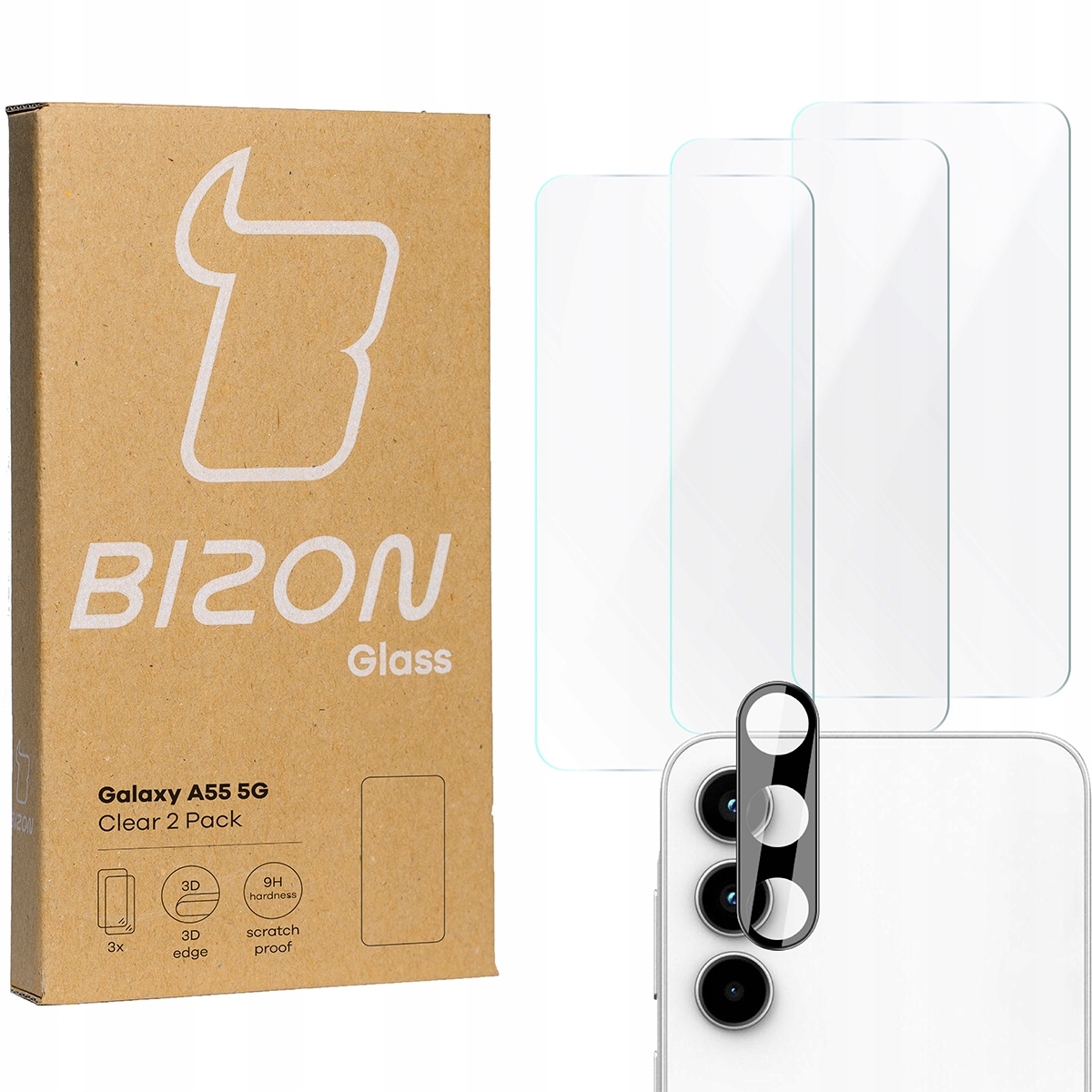 Tvrdené sklo Bizon pre Samsung Galaxy A55 5G 4 ks.