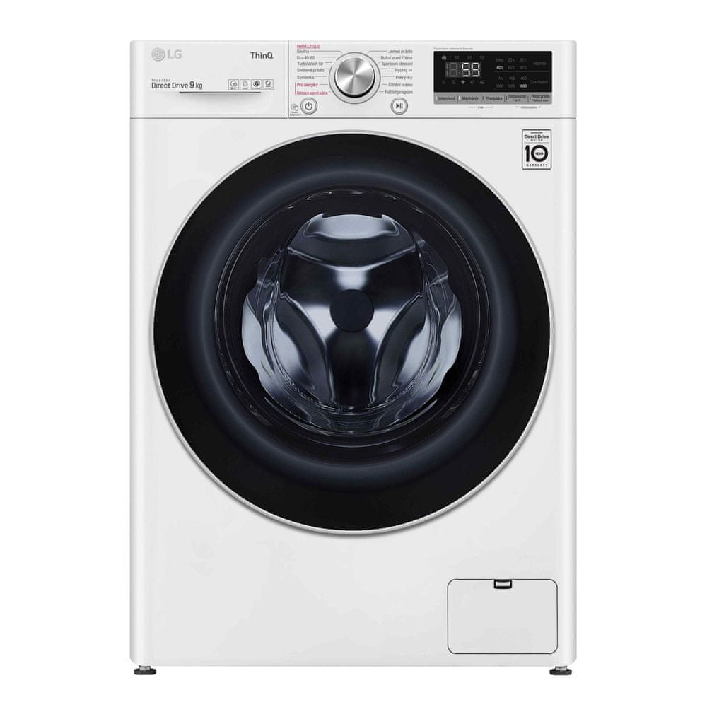 LG spredu plnená práčka F69V5VW1W + záruka 10 rokov na motor + 2x darček Lenor Gold Orchid Color All-in-1, 63 ks
