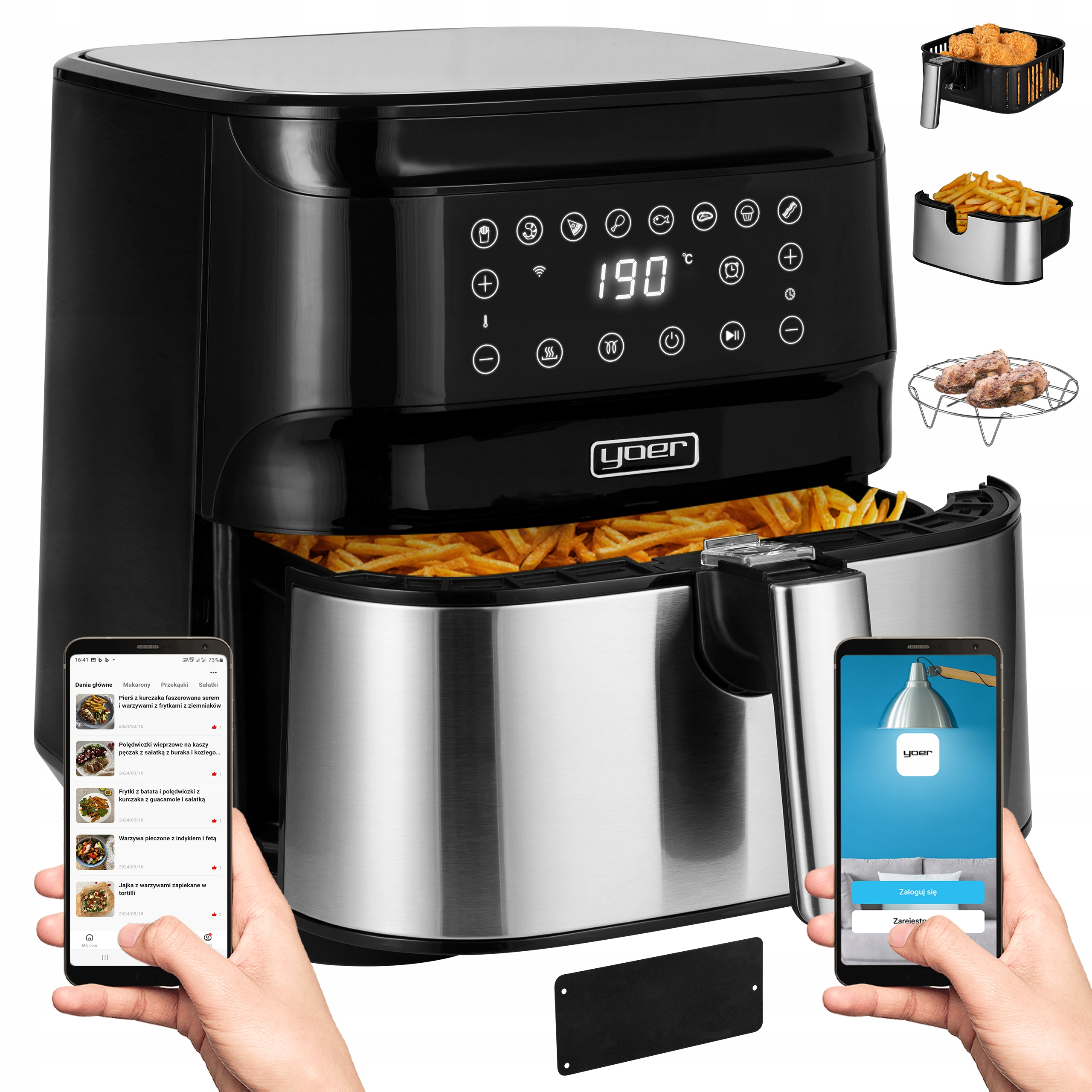 Beztuková fritéza Yoer AF01BK 1700 W 5,5 l