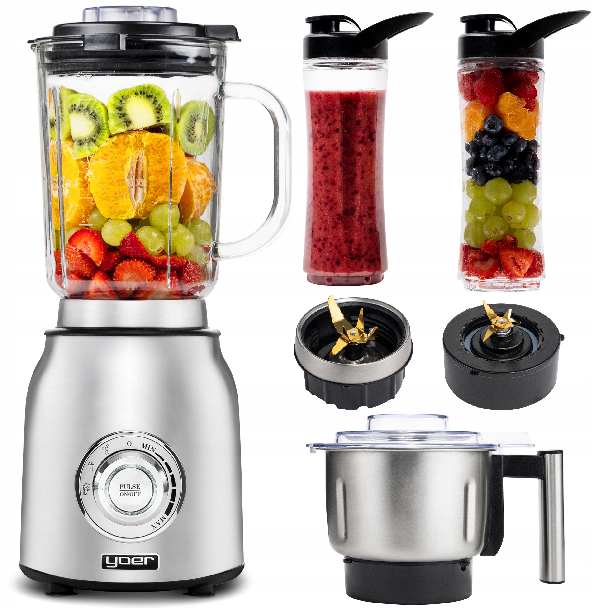 Yoer JB03S 1800 W hrnčekový mixér strieborná/sivá