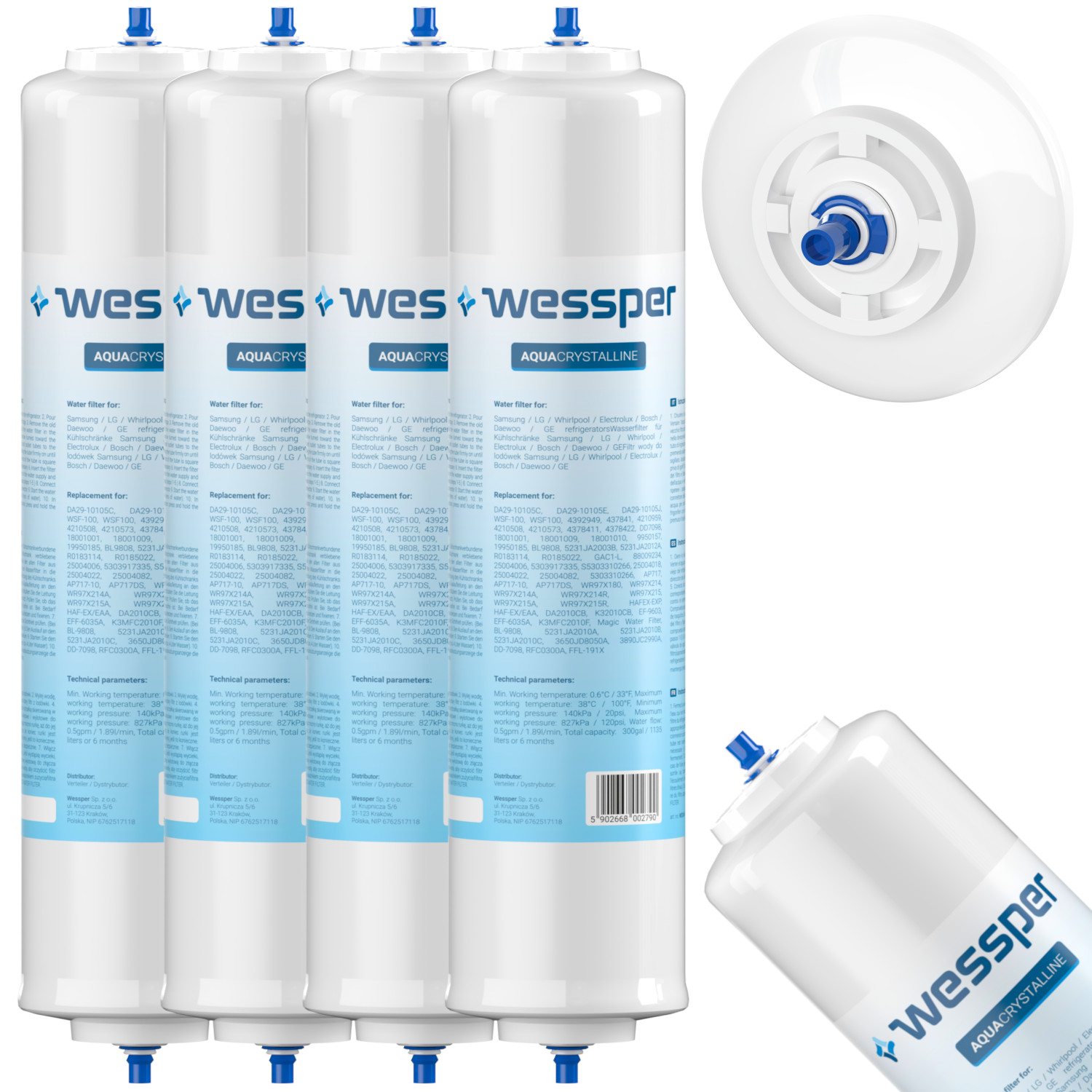 4x vodný filter pre Samsung DA29-10105J Hafex