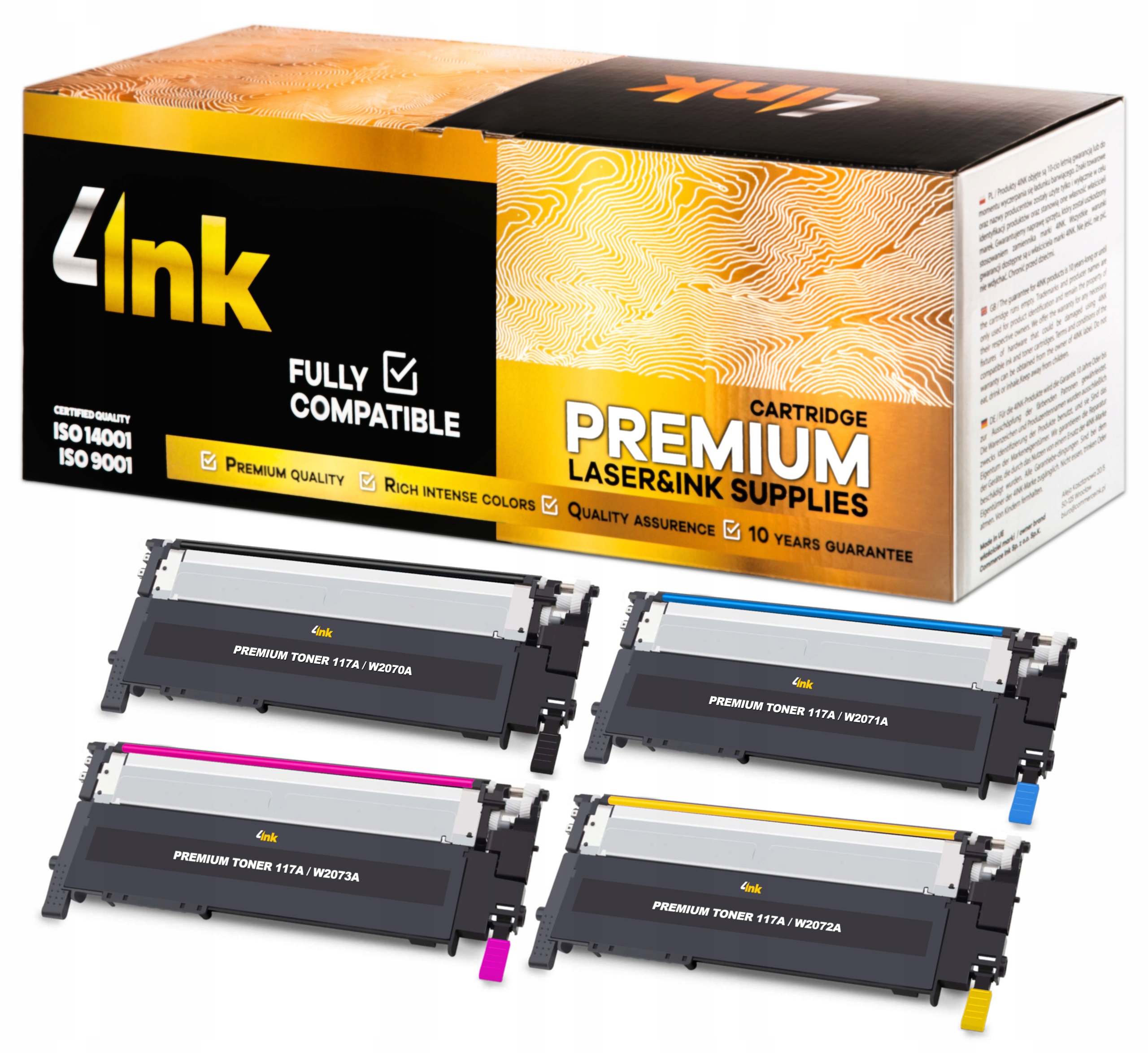 4INK toner pre HP 117A / W2070A / W2071A / W2072A / W2073A čierna (čierna), červená (purpurová), modrá (azúrová), žltá (žltá)