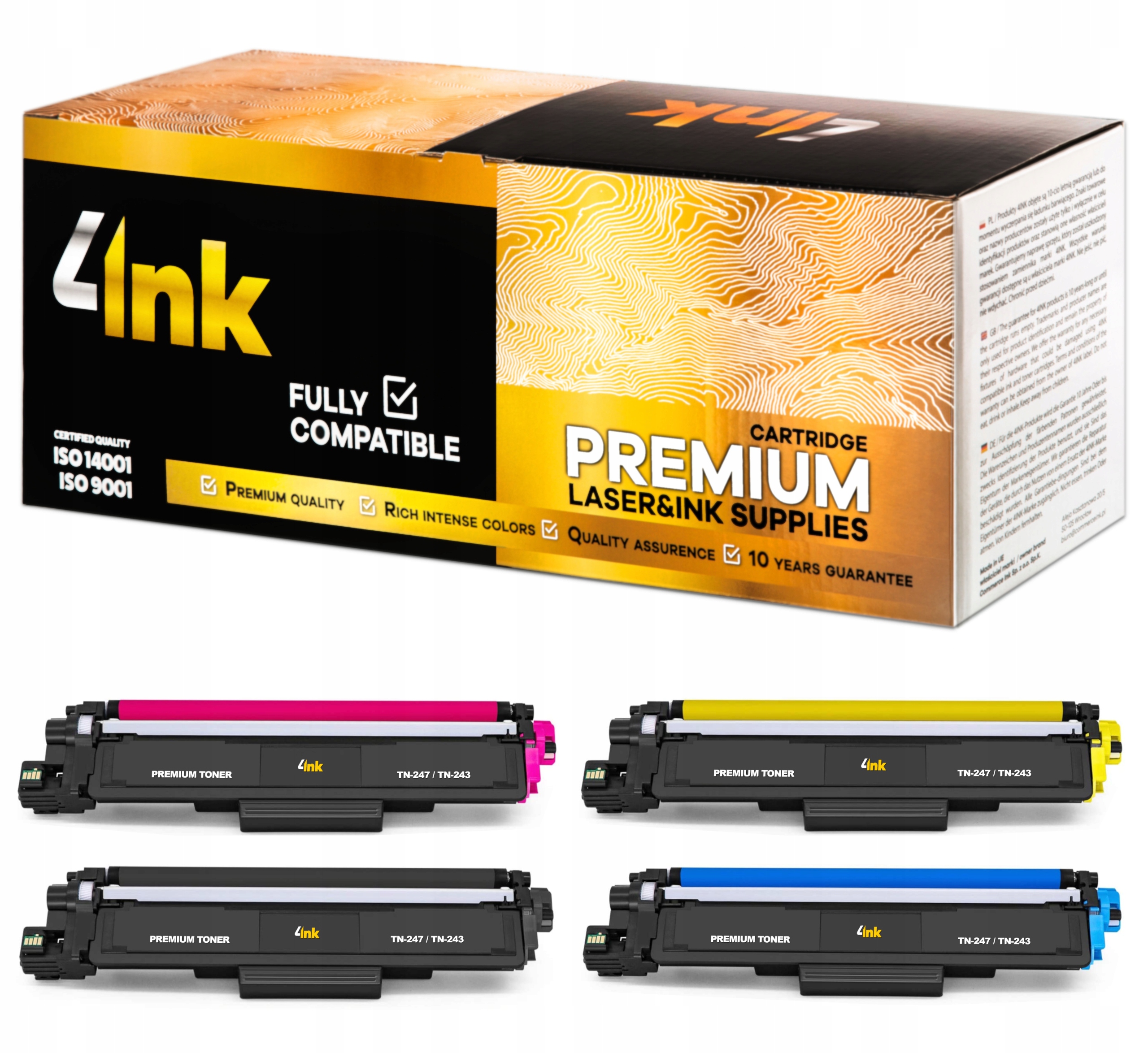 4INK toner pre Brother TN-247 / TN247 / TN-243 / TN243 / CMYK čierna (čierna), červená (purpurová), modrá (azúrová), žltá (žltá)