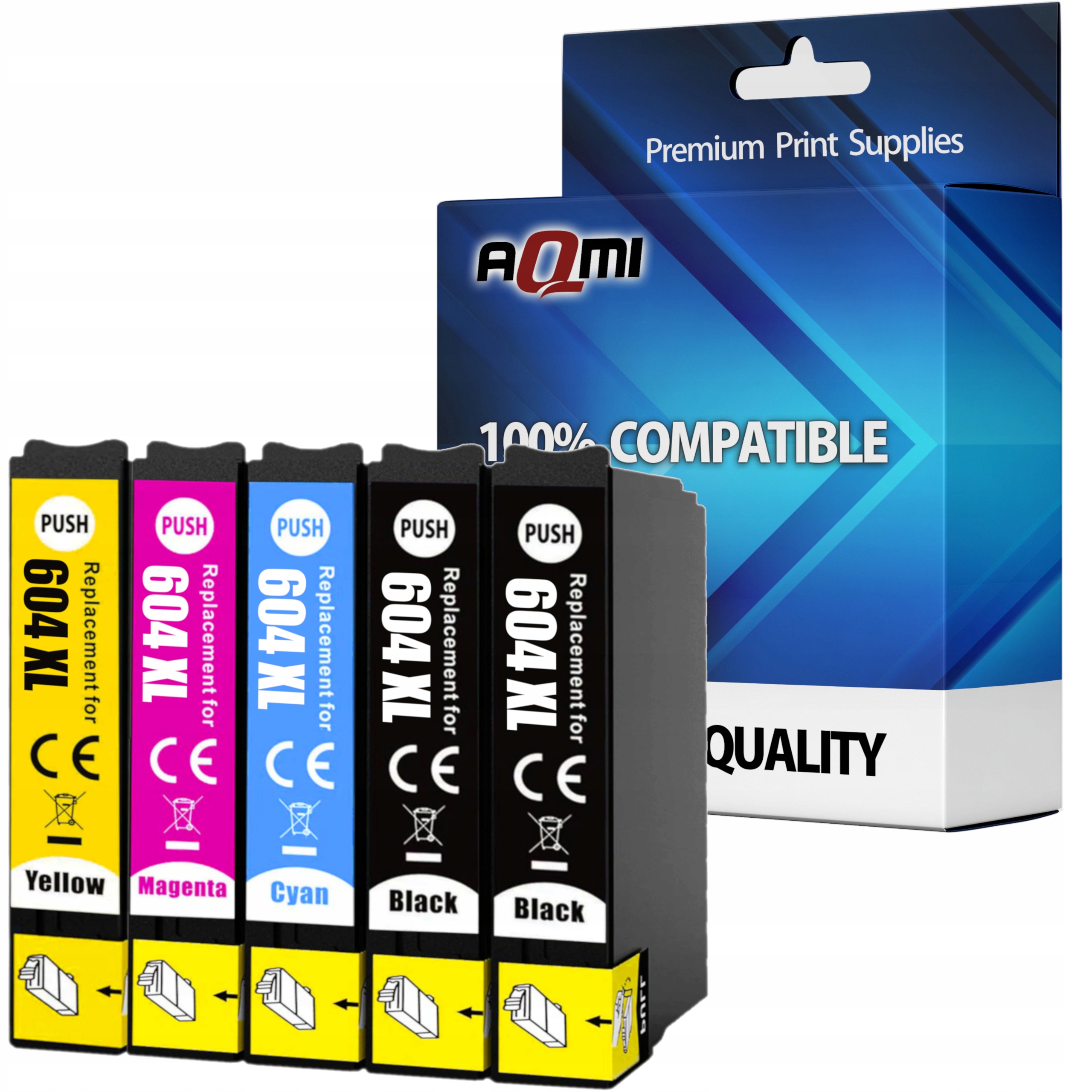 AQMI 5x-ink-604-for-Epson-XP-WF-Home atrament pre tlačiareň Epson čierna (čierna), červená (purpurová), modrá (azúrová), žltá (žltá)