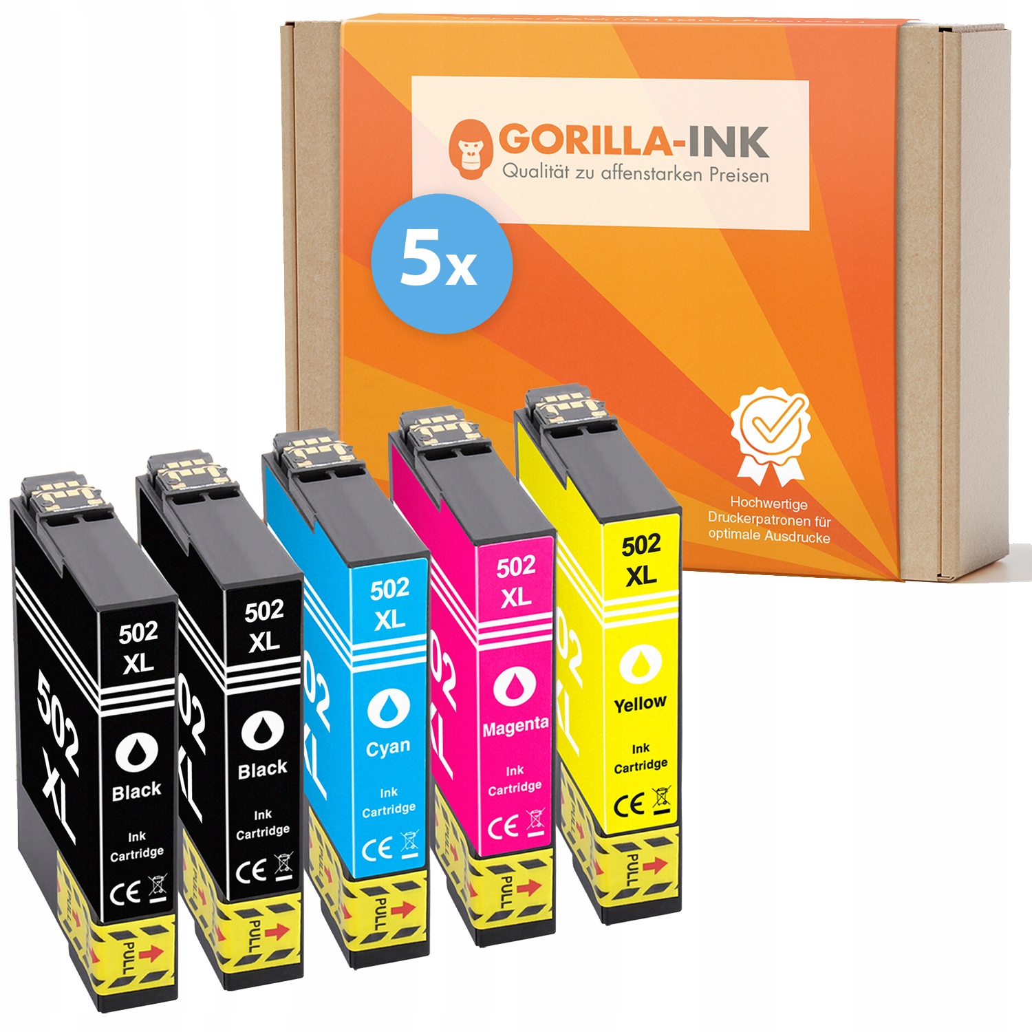 Gorilla-Ink pre tlačiareň-epson-Expression-502xl-502-xl pre tlačiareň Epson čierna (čierna), modrá (azúrová), sada, žltá (žltá)