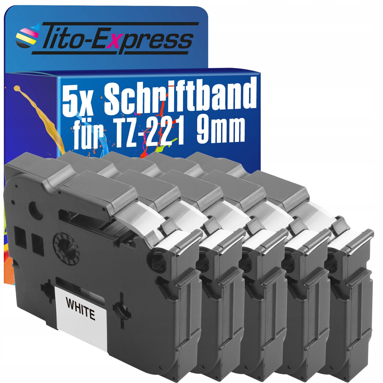 5x páska pre Brother TZe-221 9mm biela TZ221 sada