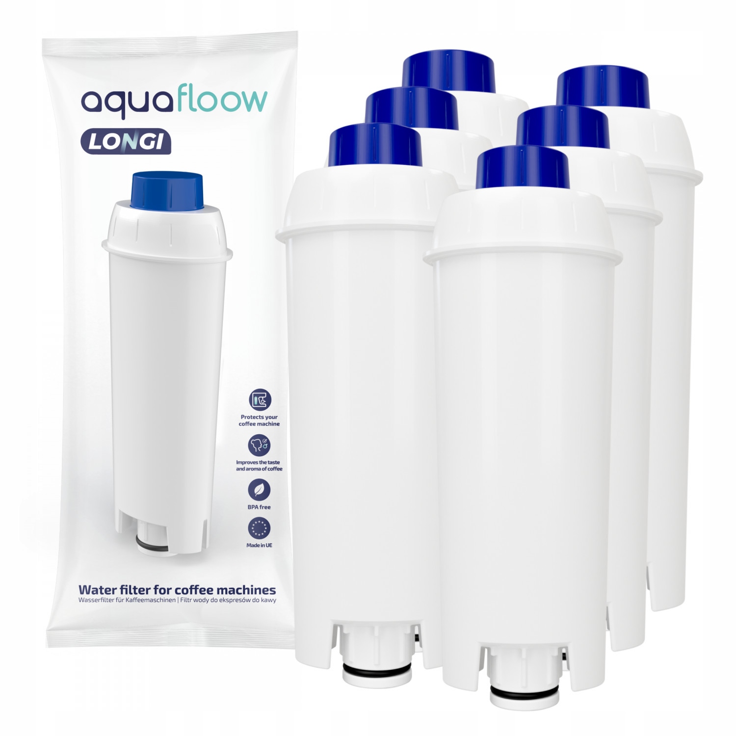 6 × vodný filter pre stroj Aquafloow White Longi Espresso