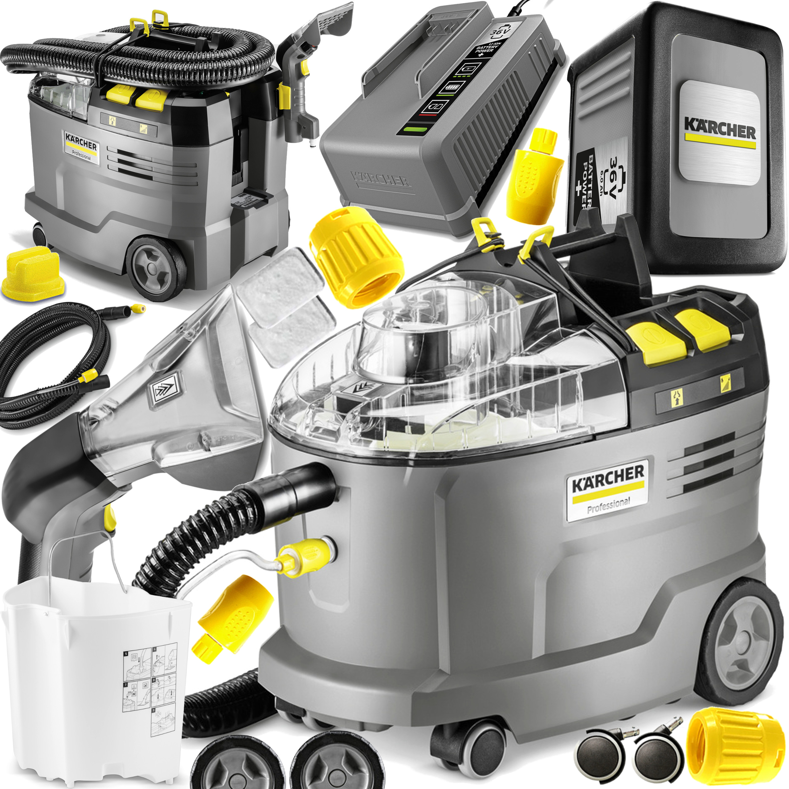 Odchodný vysávač Kärcher Puzzi 9/1 bp Pack 550 v striebornej/šedej farbe