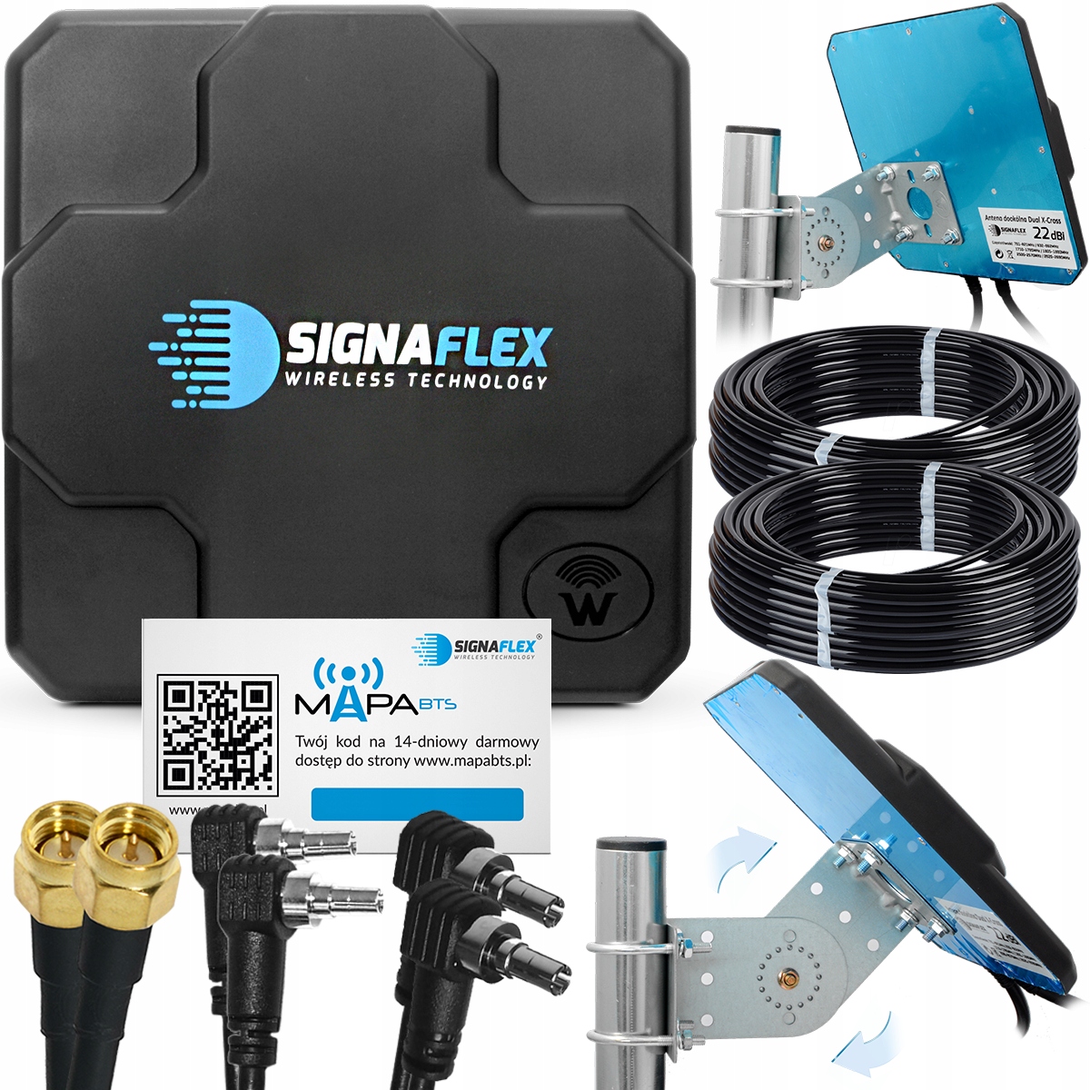 Anténa Signaflex 3G/4G LTE Dual X-CROSS 2x22 dBi SMA