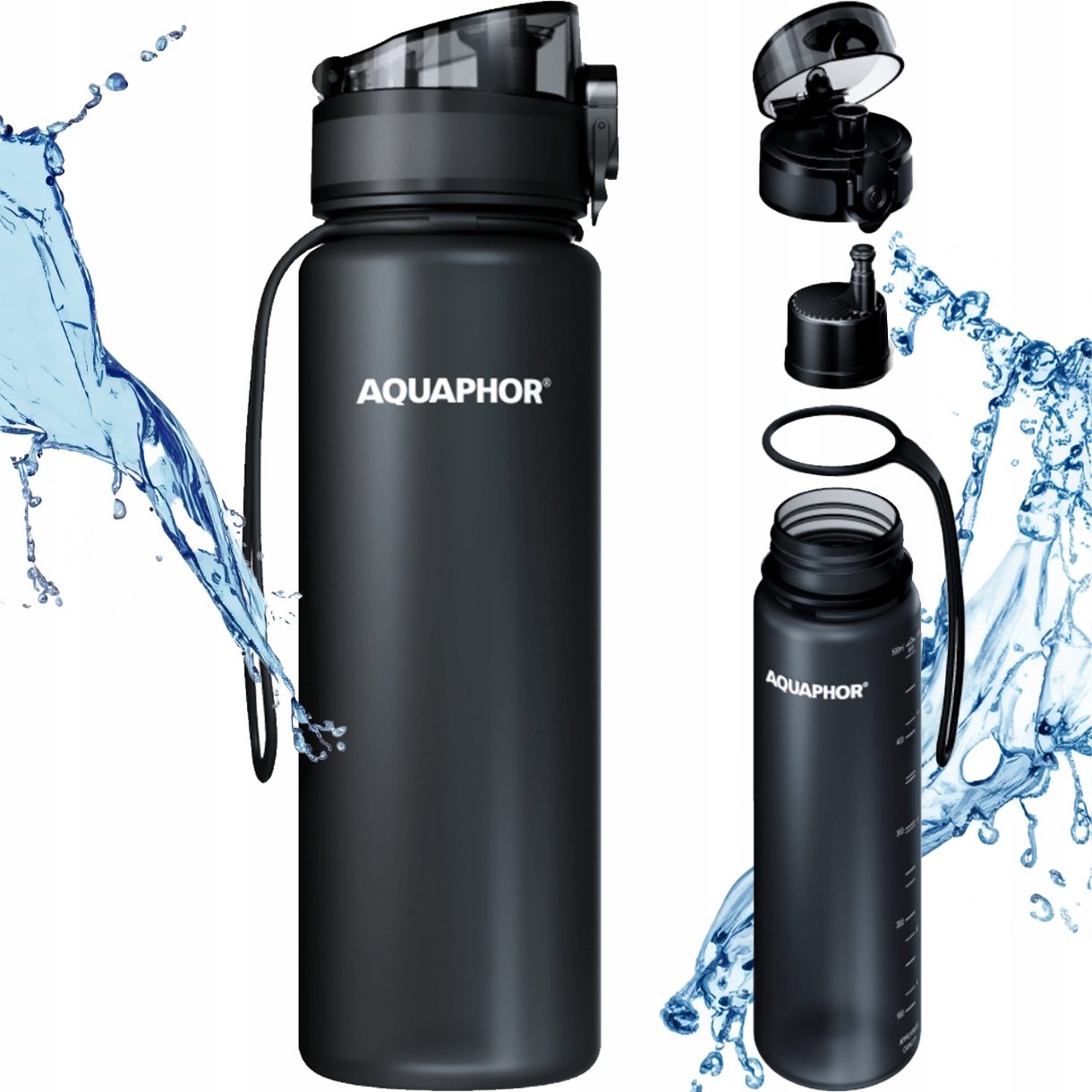 Filtračná fľaša Aquaphor City 0,5 l čierna