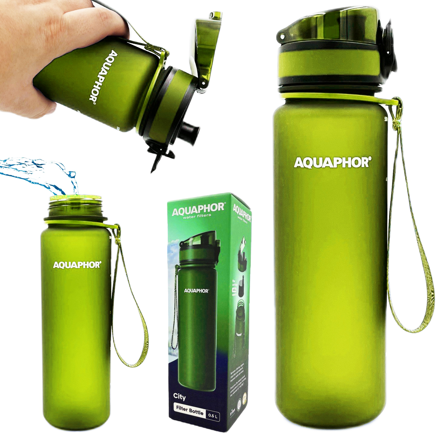 Filtračná fľaša Aquaphor City 0,5 l zelená