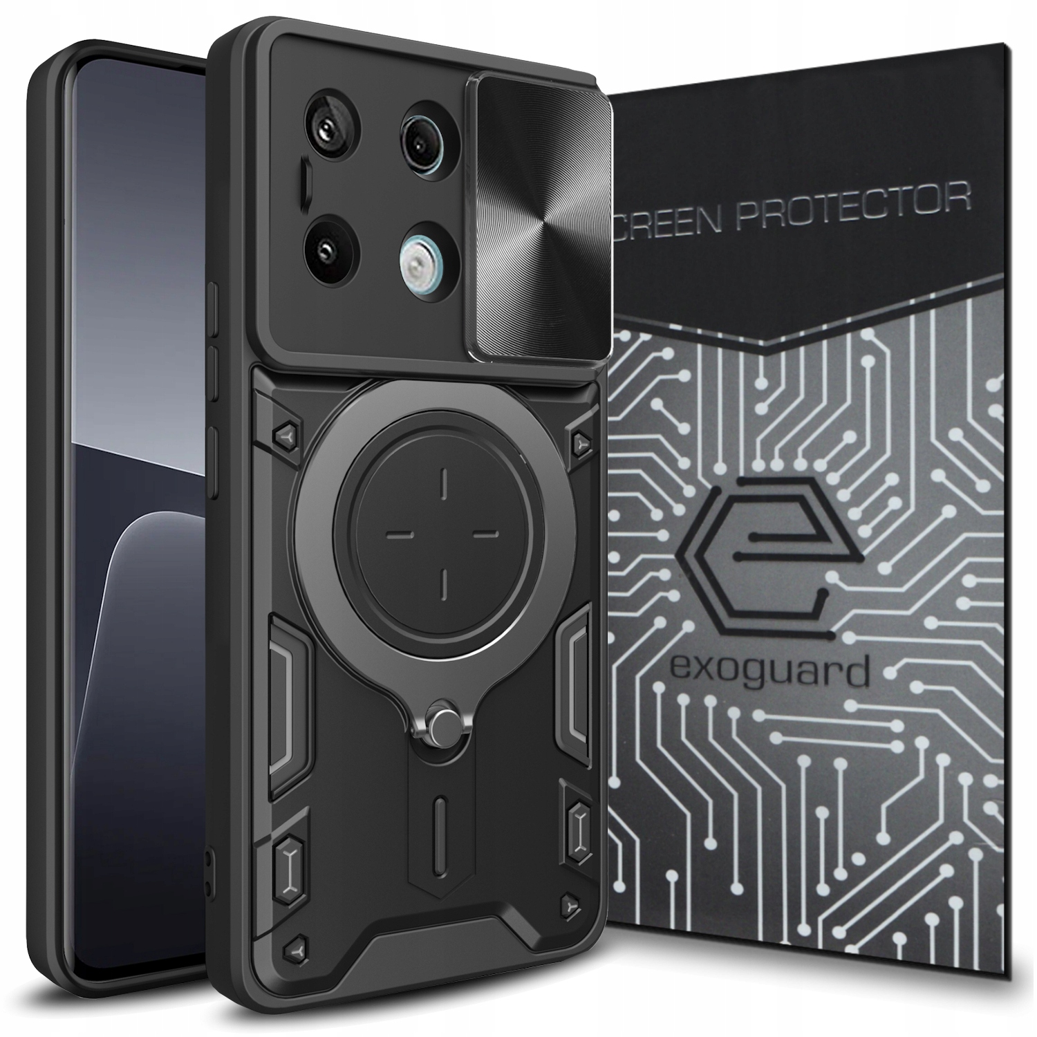 Zadné strany Exoguard pre Xiaomi REDMI NOTE 13 PRO 5G / POCO X6 5G RINGSHIELD čierny