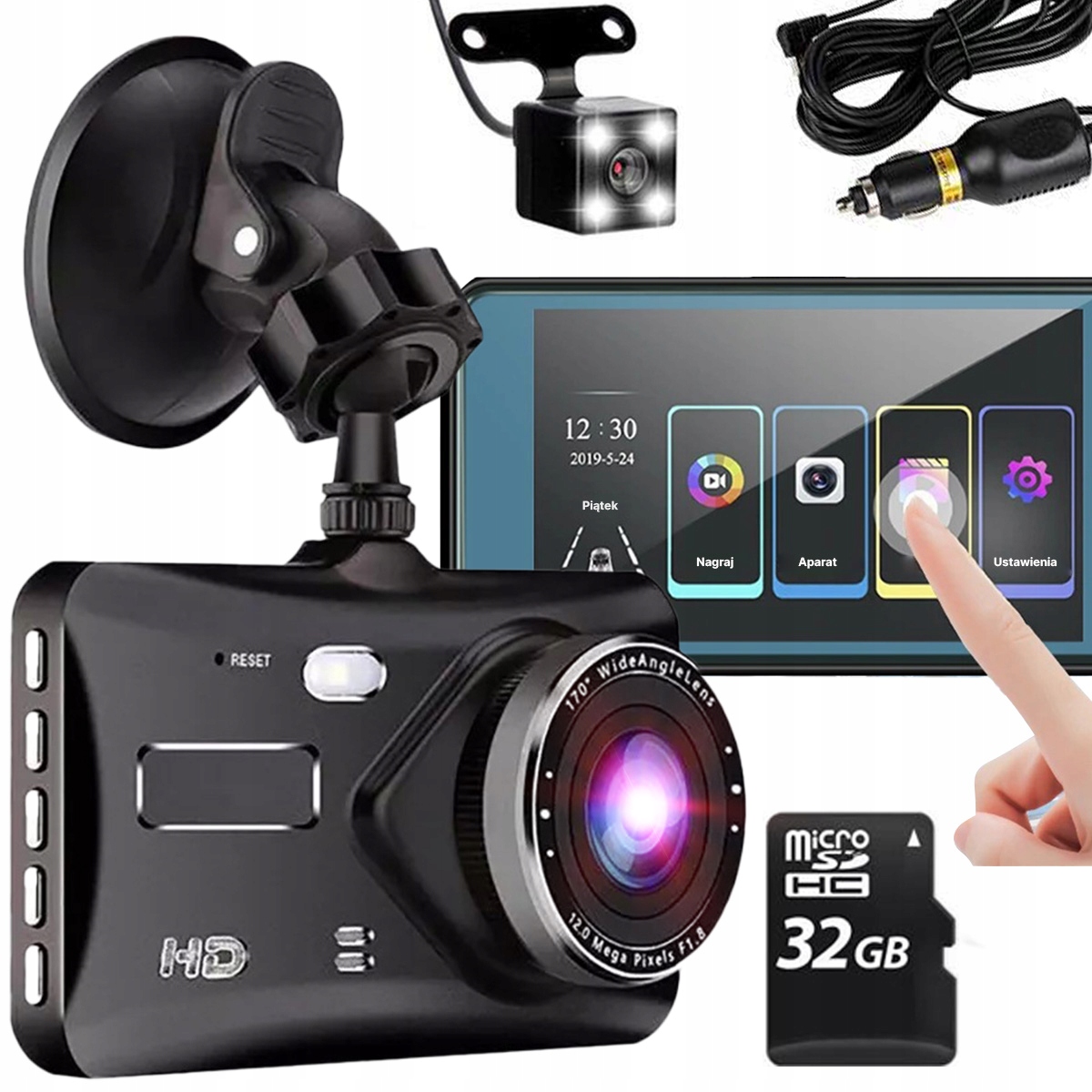 AUTOKAMERA CÚVACÍ DVR + 32GB karta + DOTYKOVÉ + POĽSKÉ MENU