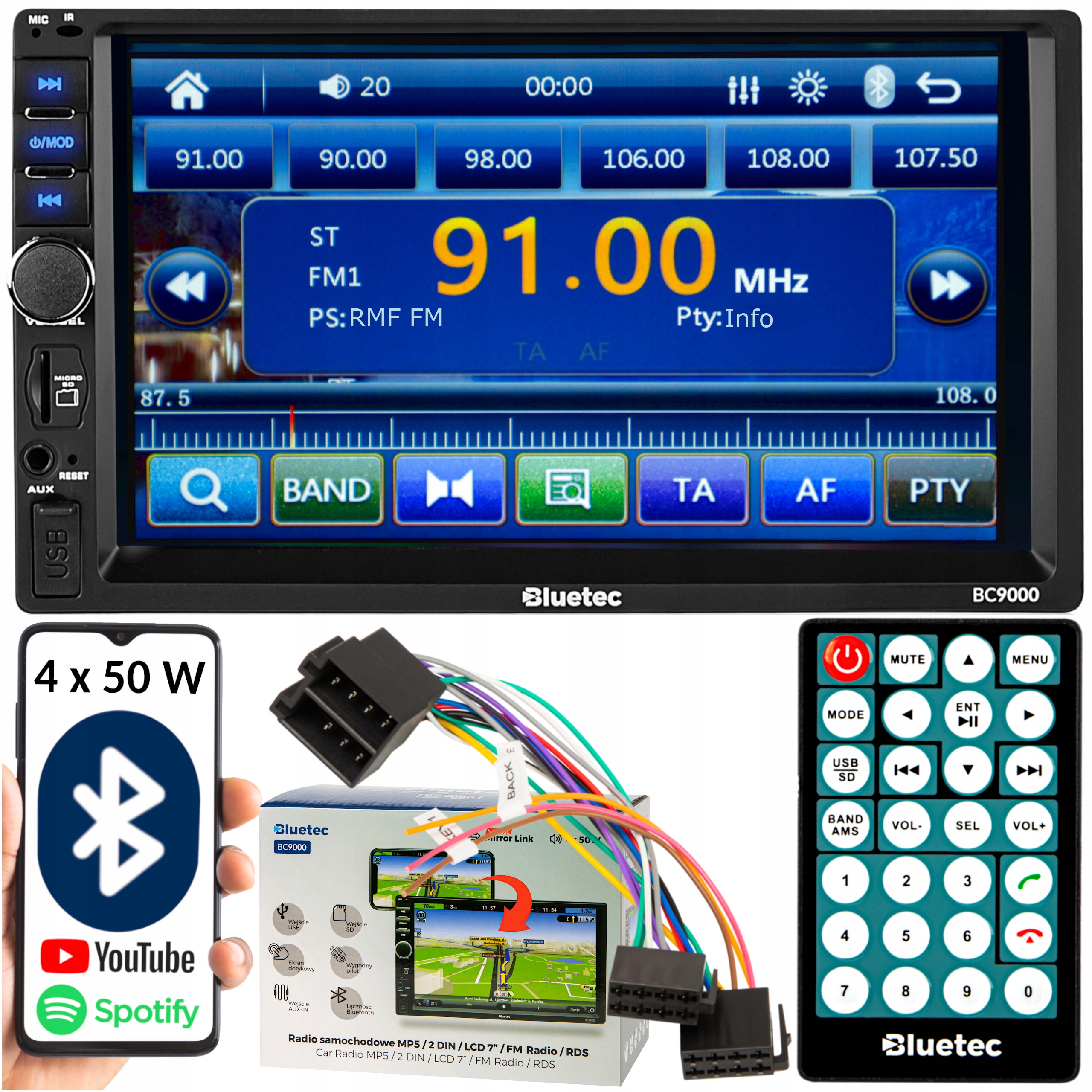 Autorádio Bluetec BC9000 2-DIN