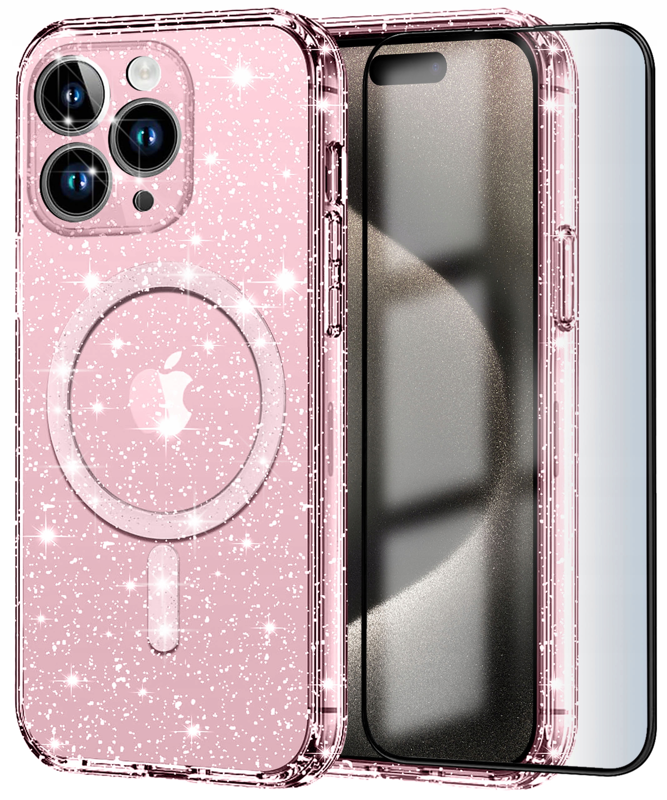 Chrbát KrainaGSM pre Apple iPhone 15 Pro MAGNETIC GLITTER PREMIUM ružový
