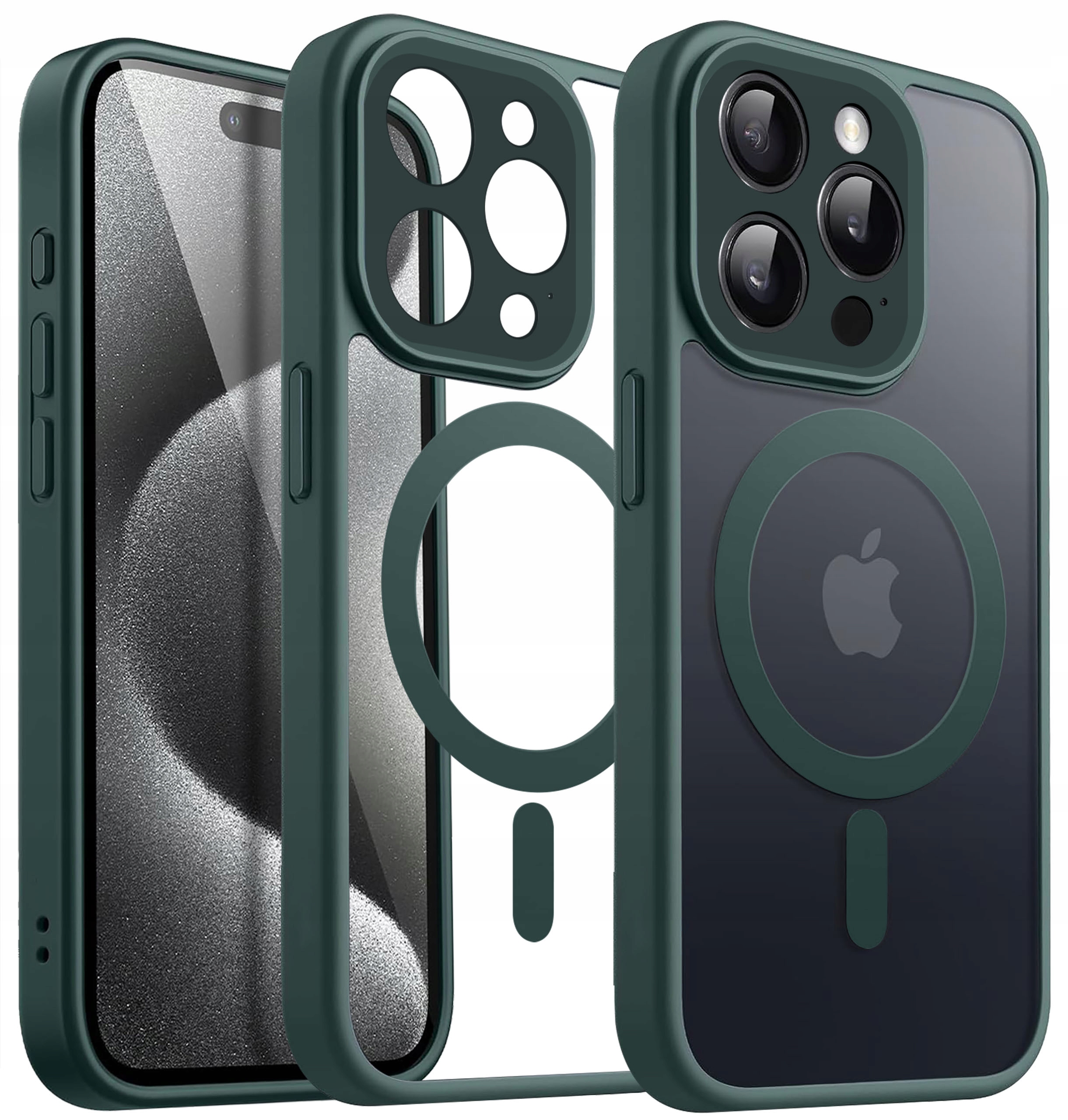 Zadné strany KrainaGSM pre Apple iPhone 15 Pro Max MAGNETIC SILICONE PREMIUM zelené
