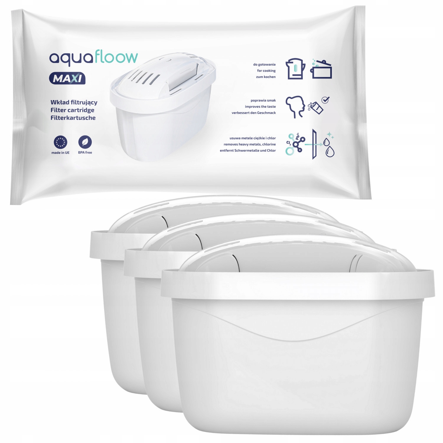 Filtračná vložka do kanvičky AquaFloow Maxi, 3 ks.