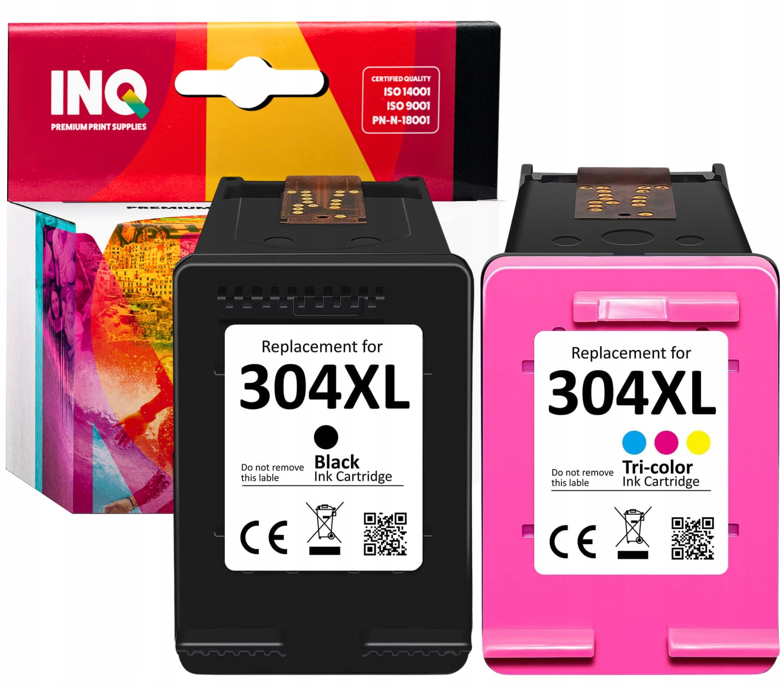 Sada atramentov INQ pre kazetu hp 304 XL kazeta pre HP black (black), tricolor, set
