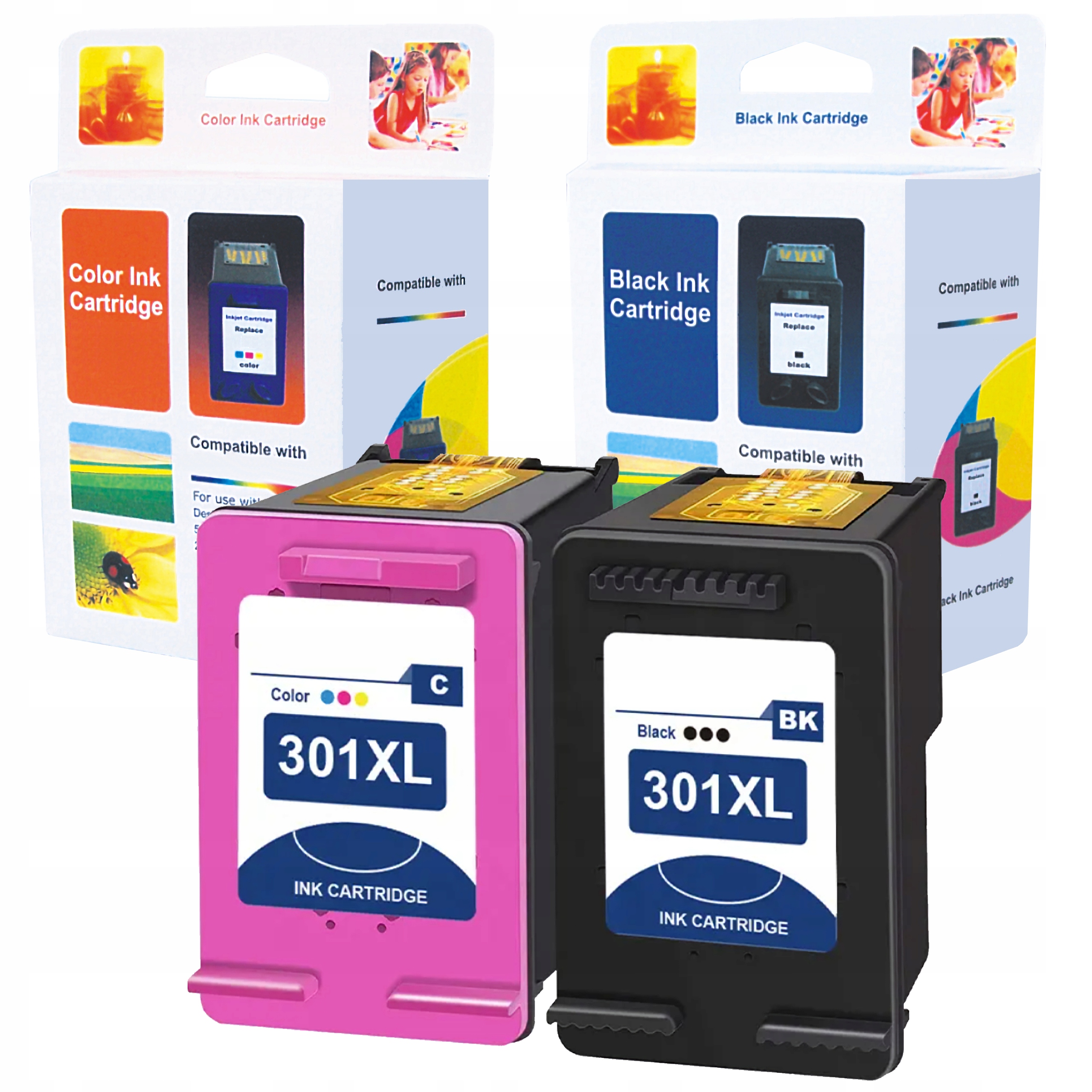 Nový atrament 1one pre HP 301 BK XL + HP 301 CMY XL pre HP black (black), trojfarebný, sada