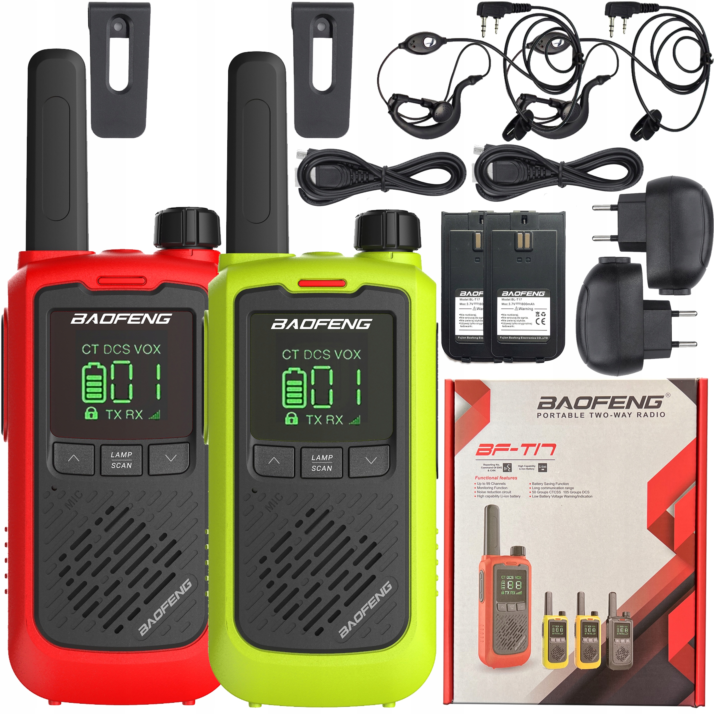 Vysielačka Baofeng BF-T17 EU 1800mAh + slúchadlá