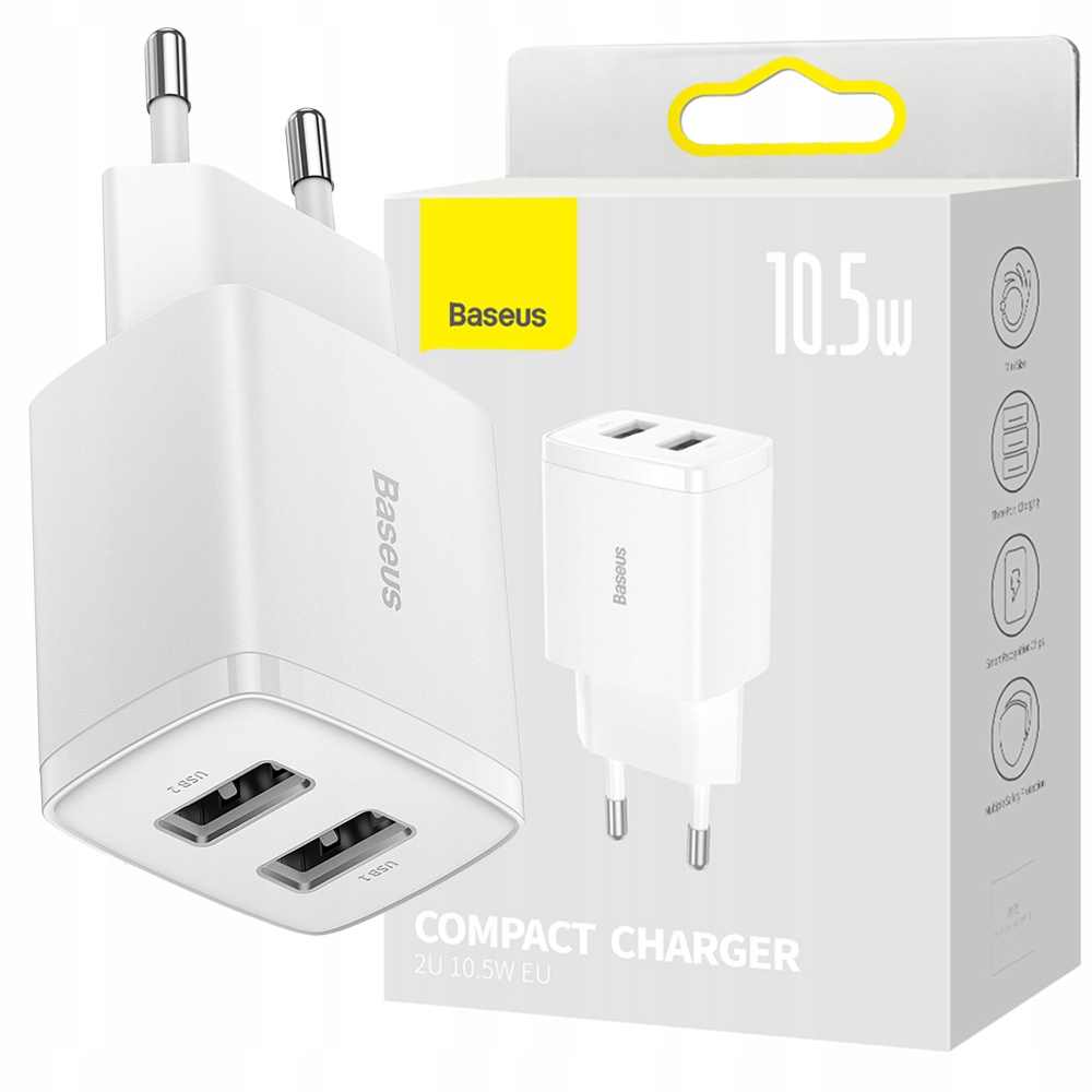Baseus Compact Nabíjač napájací napájací zdroj 2x USB-A 10,5W 2A