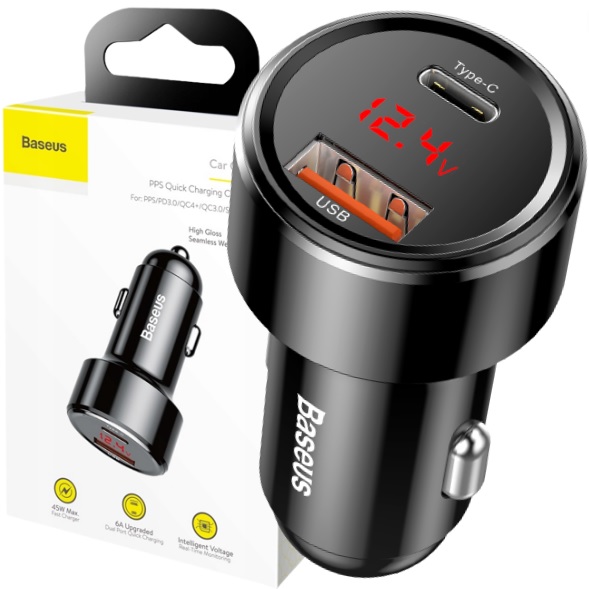 Autonabíjačka, USB typ C, Baseus 6000 mA + nálepky Classic Baseus 1 ks.
