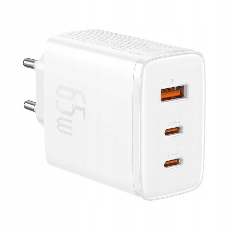 BASEUS RÝCHLA SIEŤOVÁ NABÍJAČKA CUB NAPÁJACÍ ZDROJ 2X USB-C + USB, 65W