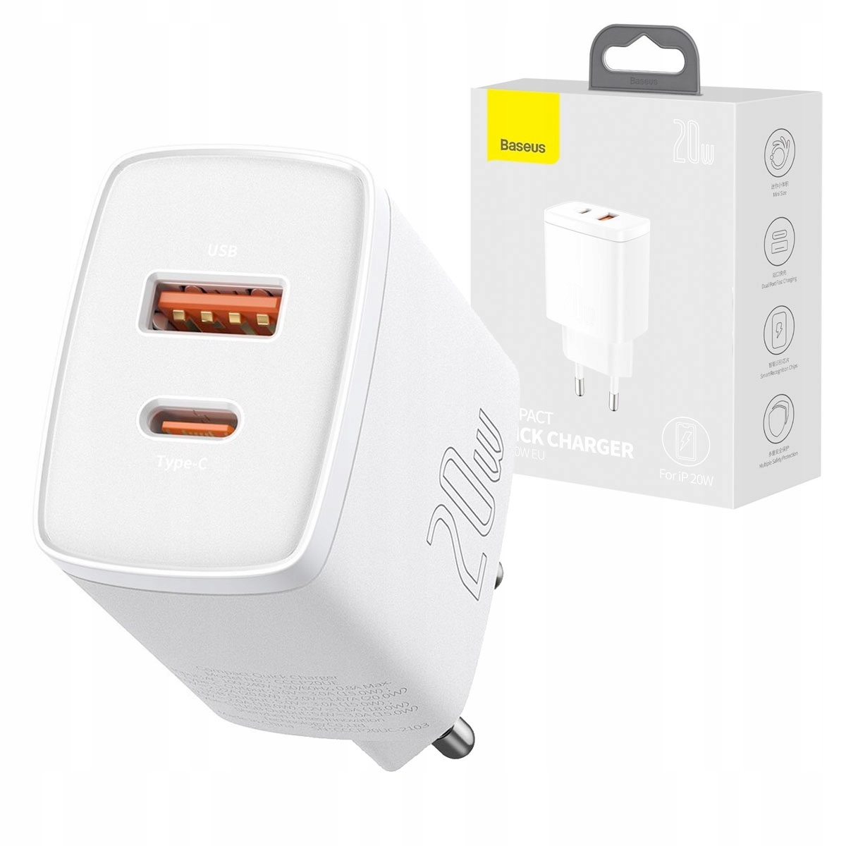 Baseus CCSUPP-E02 30W 3A 20 V nástenná nabíjačka, biela