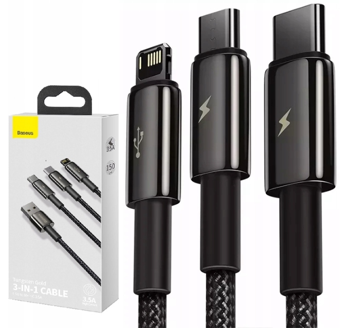 Sada káblov USB - USB typu C / microUSB / Lightning Baseus