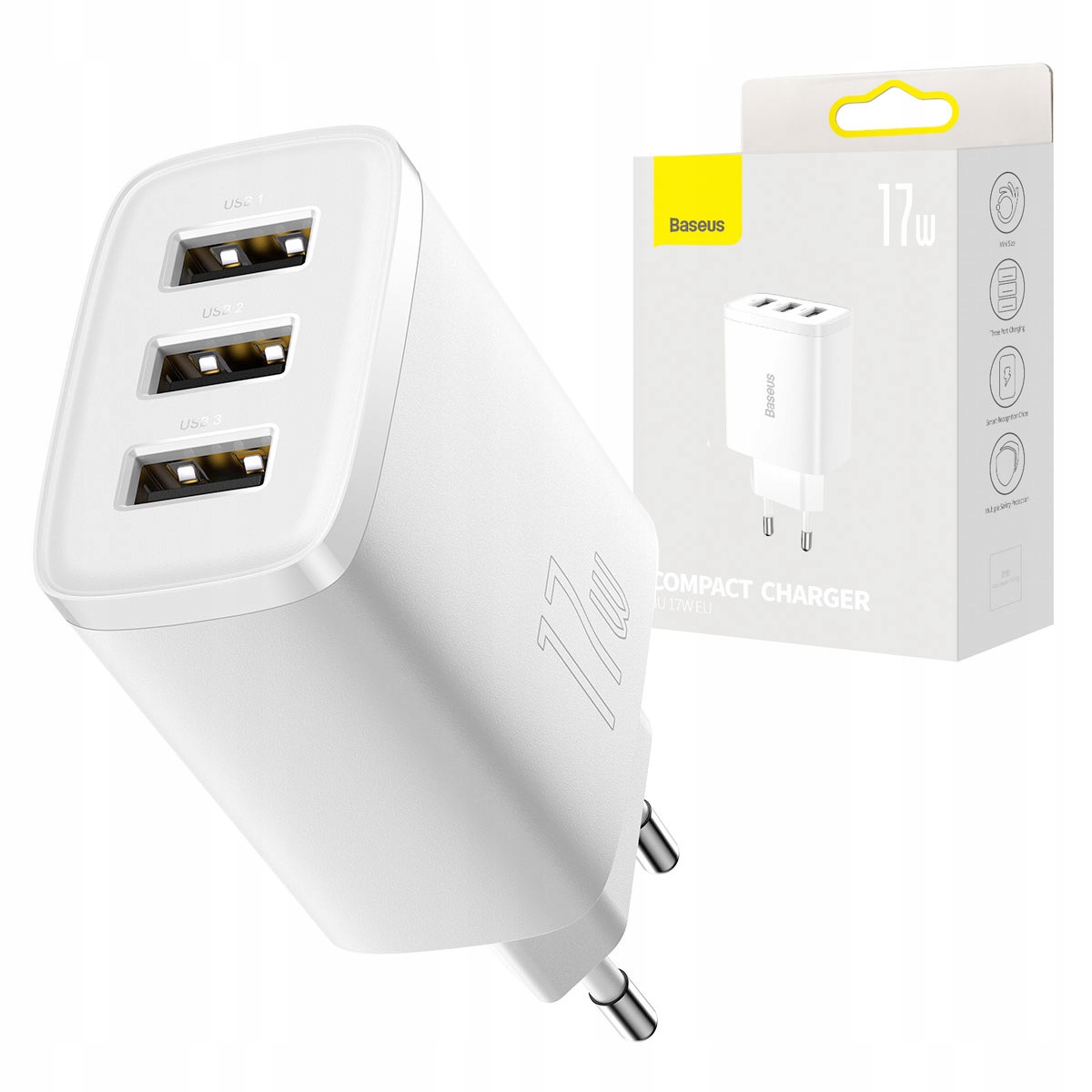 Baseus Fast 3x USB Network Charger 17W EÚ
