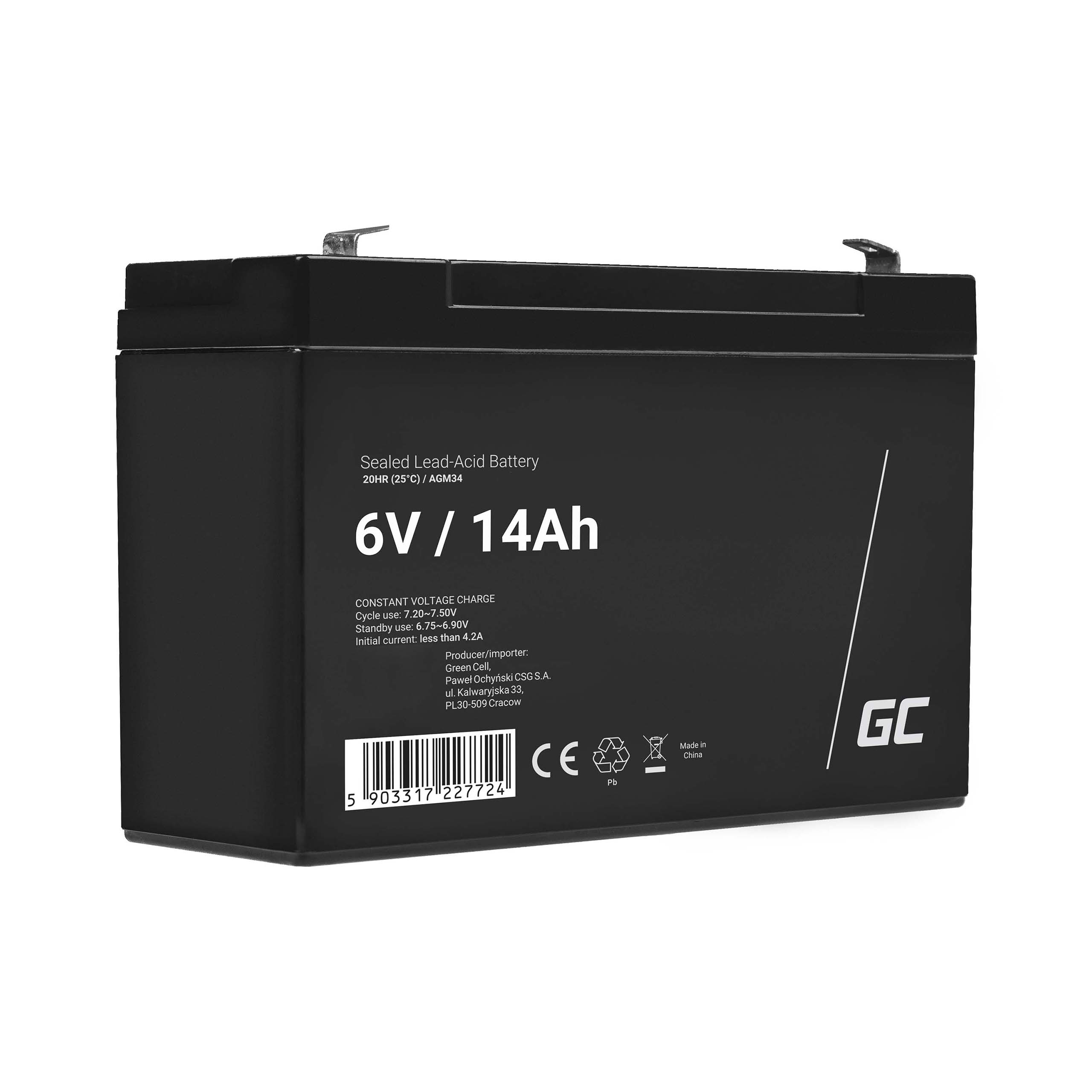 Akumulátor Green Cell 6 V 14 Ah