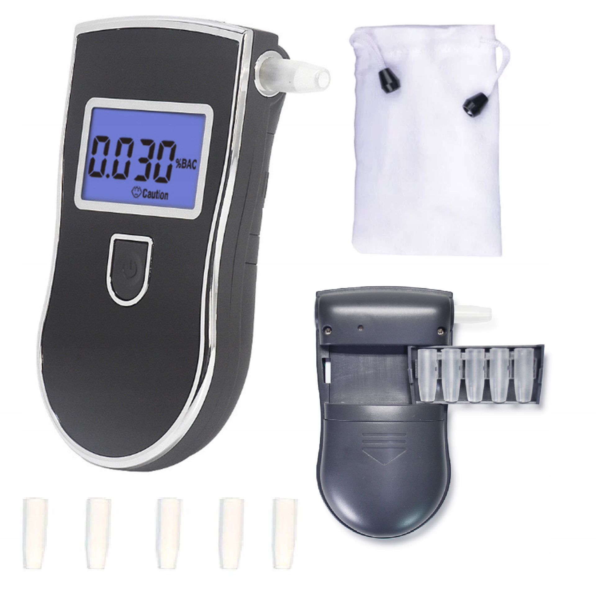 Polovodičový alkohol tester Zenwire AT-818 + 5× opakovane použiteľné náustky alkohol tester Zenwire SET