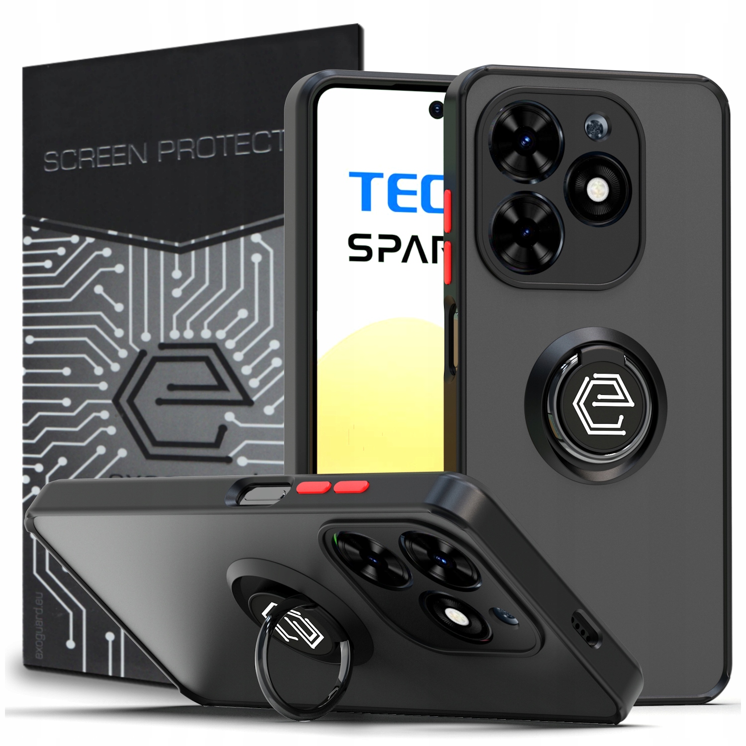 Plecki Exoguard do TECNO SPARK GO 2024 / SPARK 20 / SPARK 20C / INFINIX SMART 8 / HOT 40i O-RING Czarny