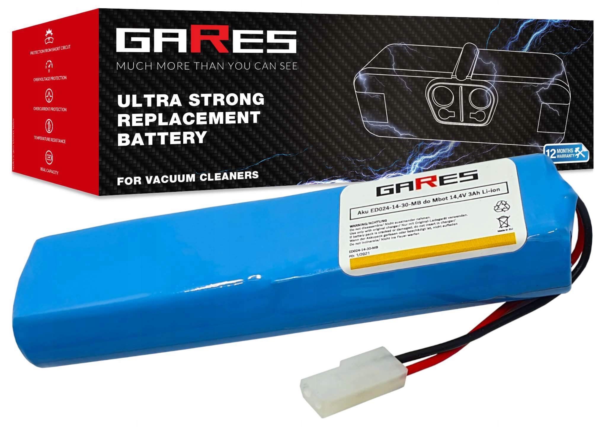 Li-ion batéria Gares ED024-14-30-30-MB-PL-1 3000 MAH