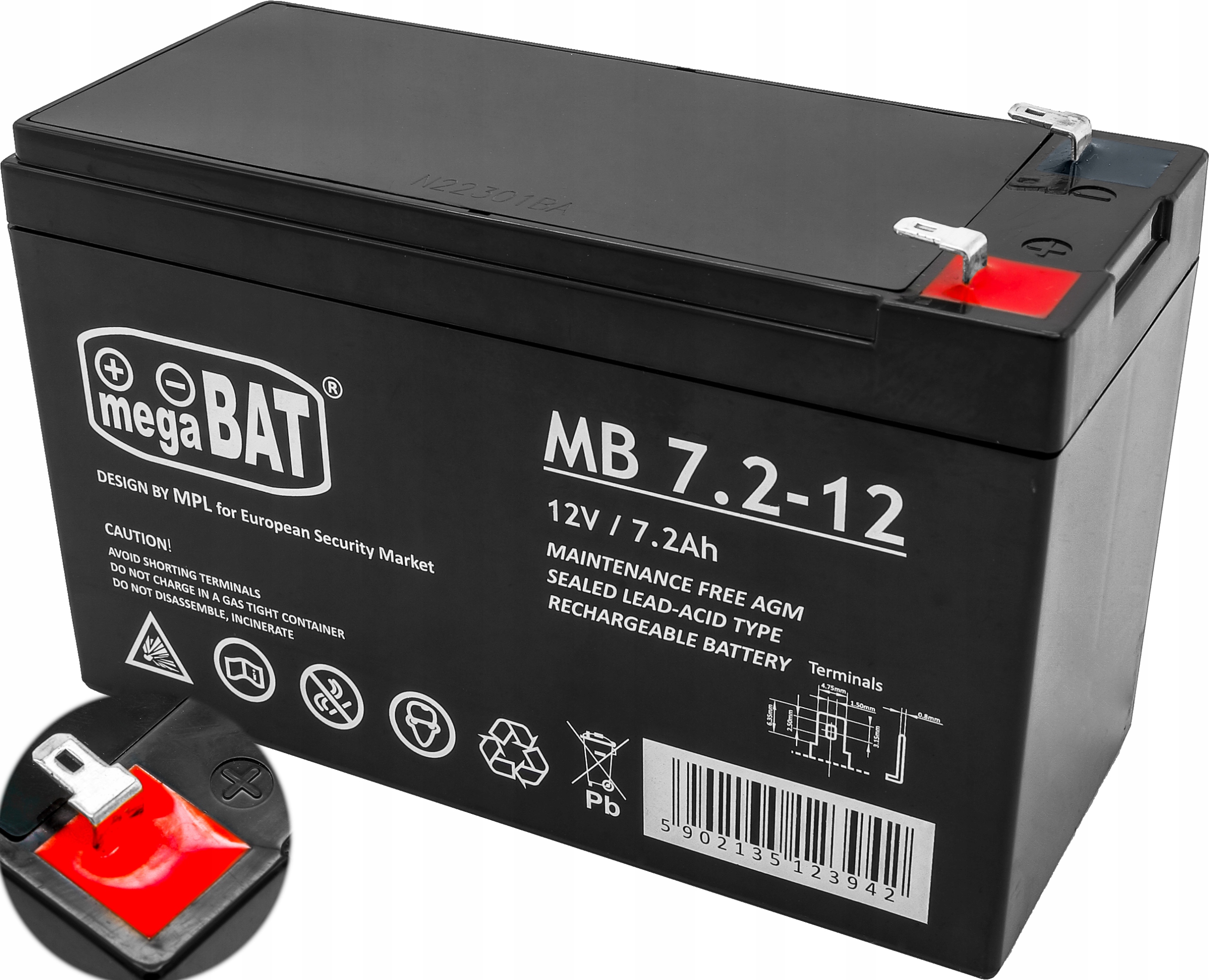 Akumulátor MegaBat 12 V 7,2 Ah