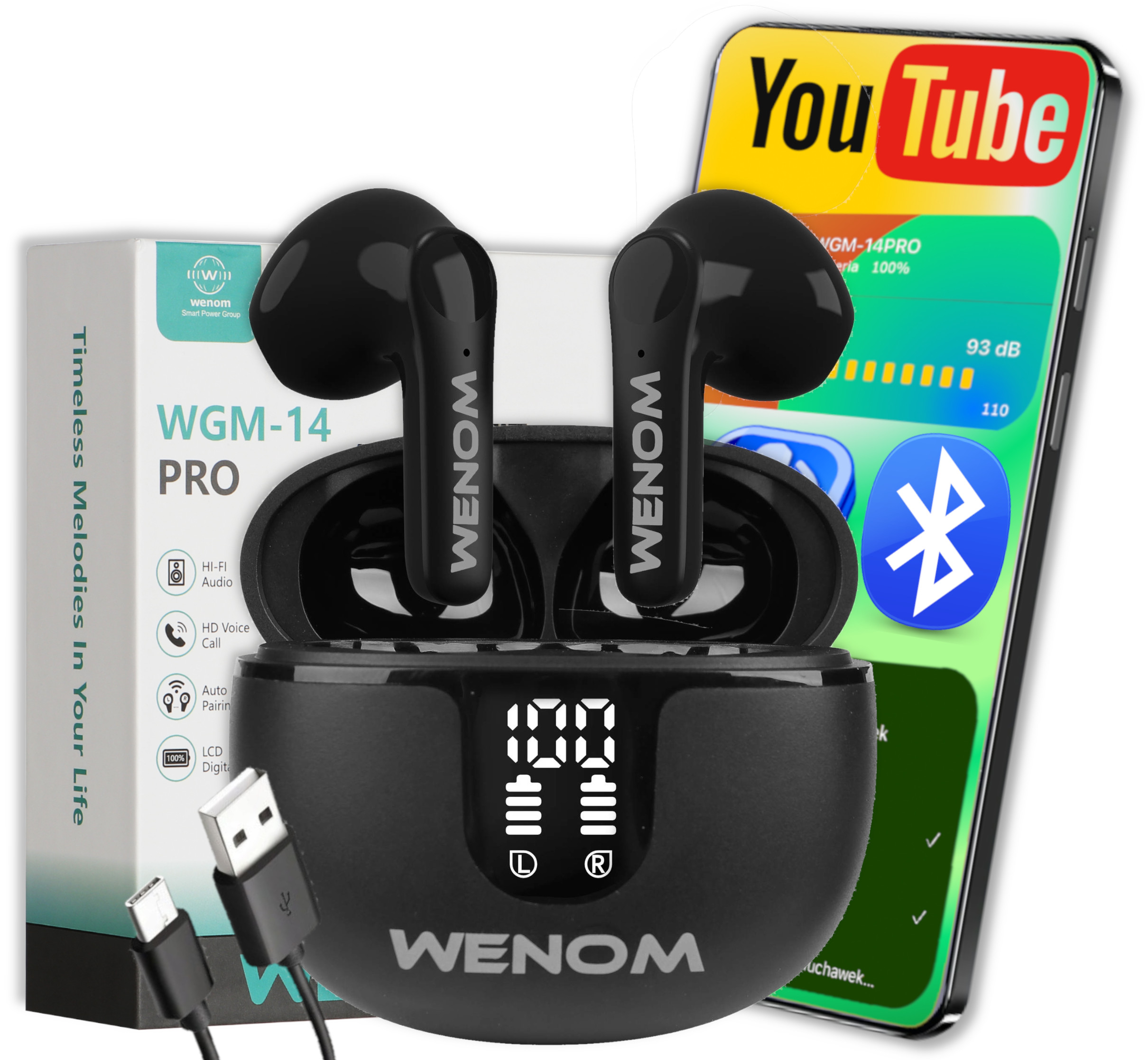 Bezdrôtové slúchadlá do uší Wenom WGM 14-PRO